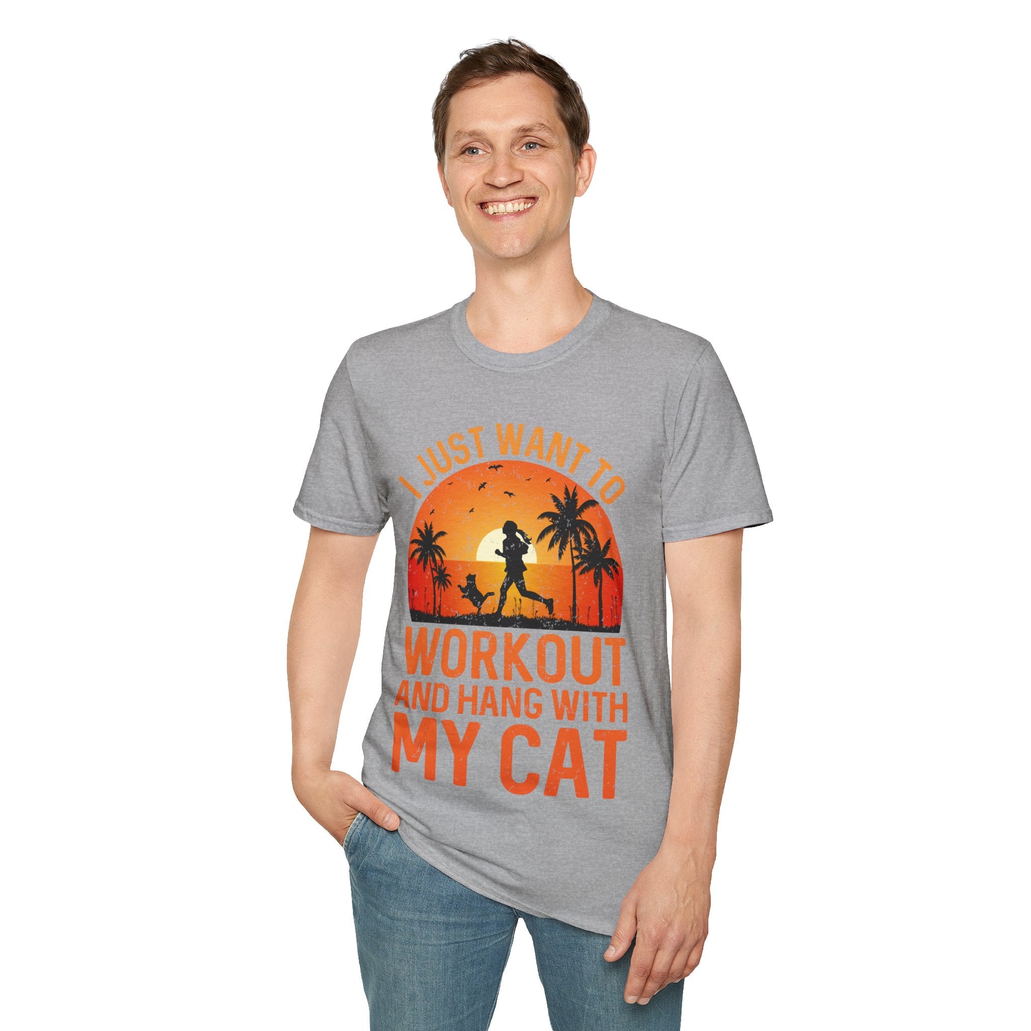 "I Just Want To Workout And Hang With My Cat"   Unisex Soft style T-Shirt