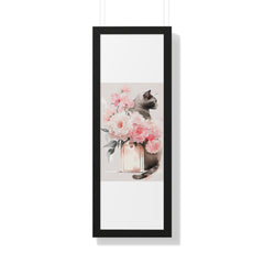 "BLACK CAT PERFUME PEONIES" Framed Vertical Poster