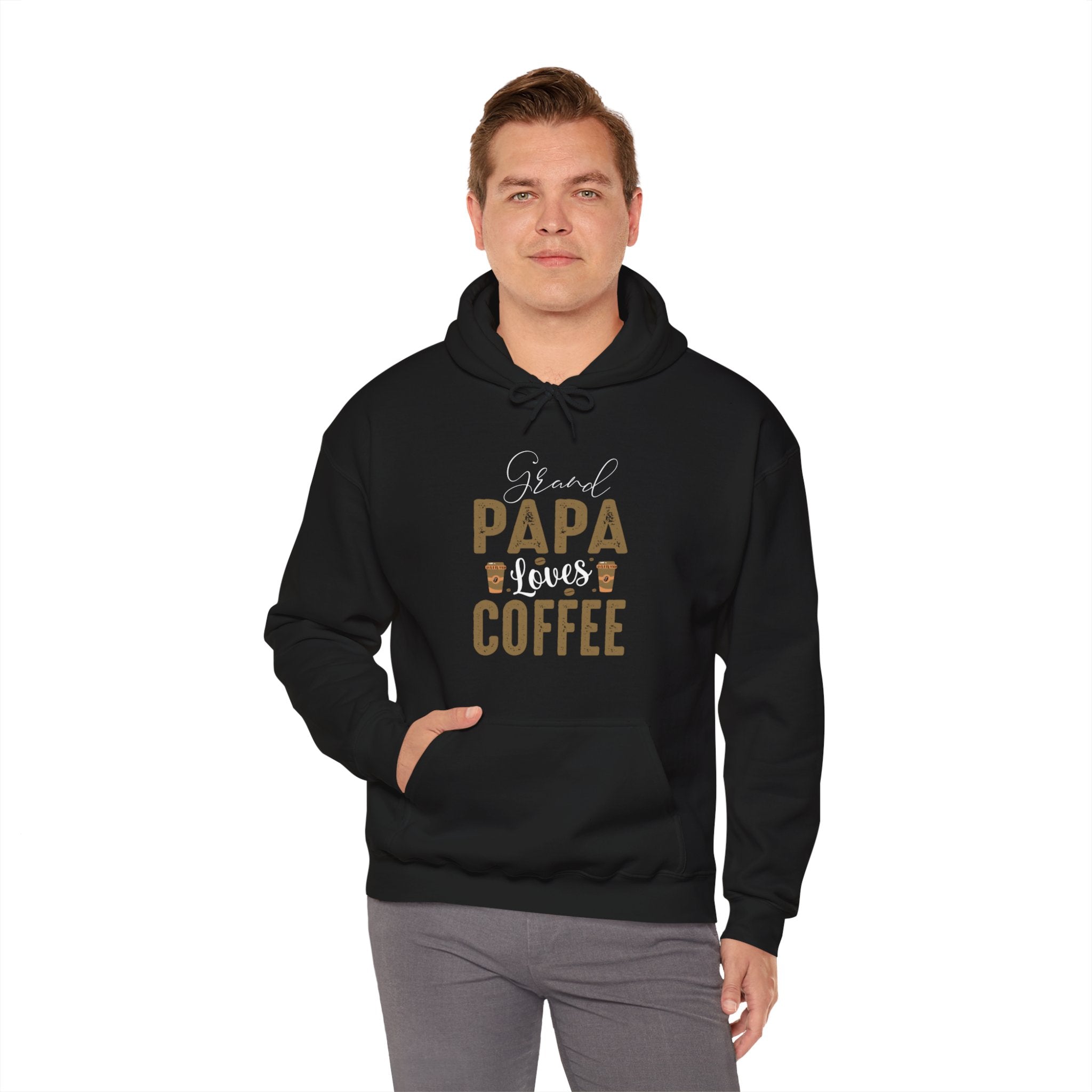 "GRAND PAPA LOVES COFFEE" Unisex Heavy Blend™ Hooded Sweatshirt