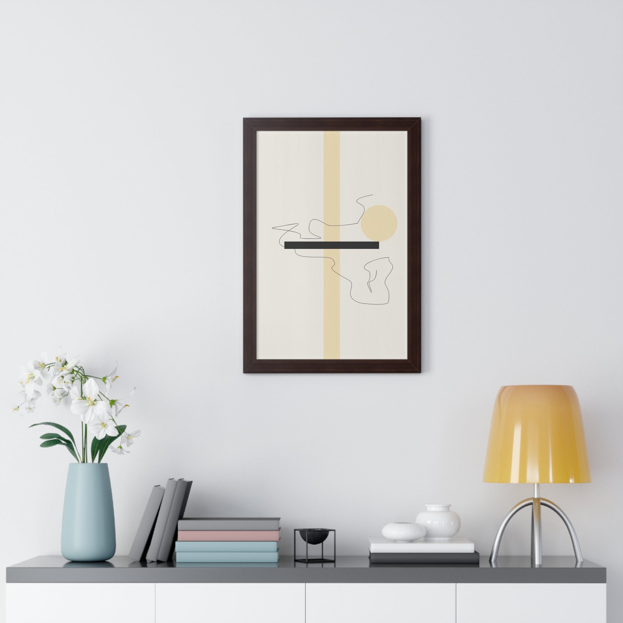 "ABSTRACT NEUTRAL" Framed Vertical Poster