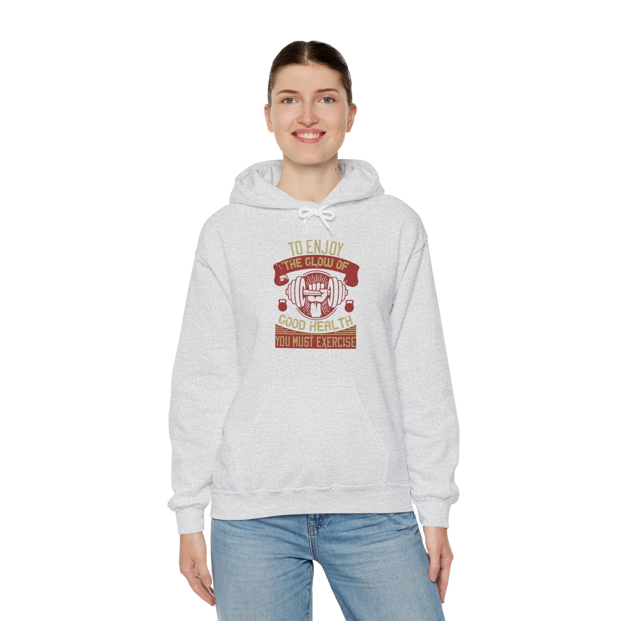 "To enjoy the glow of good health, you must exercise"  Unisex Heavy Blend™ Hooded Sweatshirt