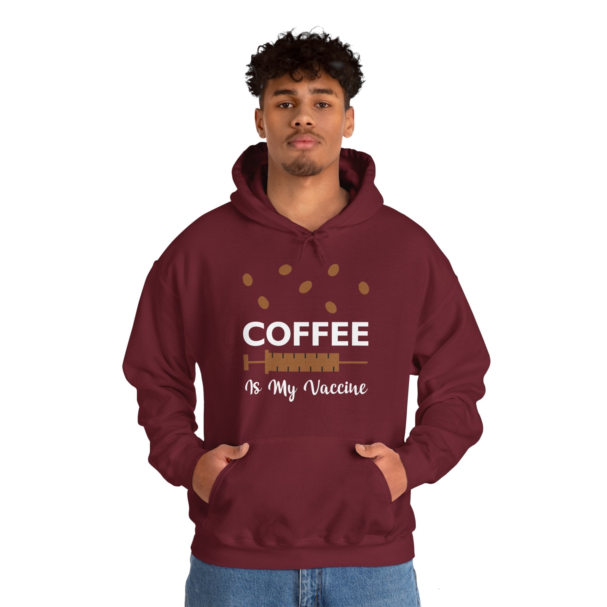 "COFFEE IS MY VACCINE" Unisex Heavy Blend™ Hooded Sweatshirt