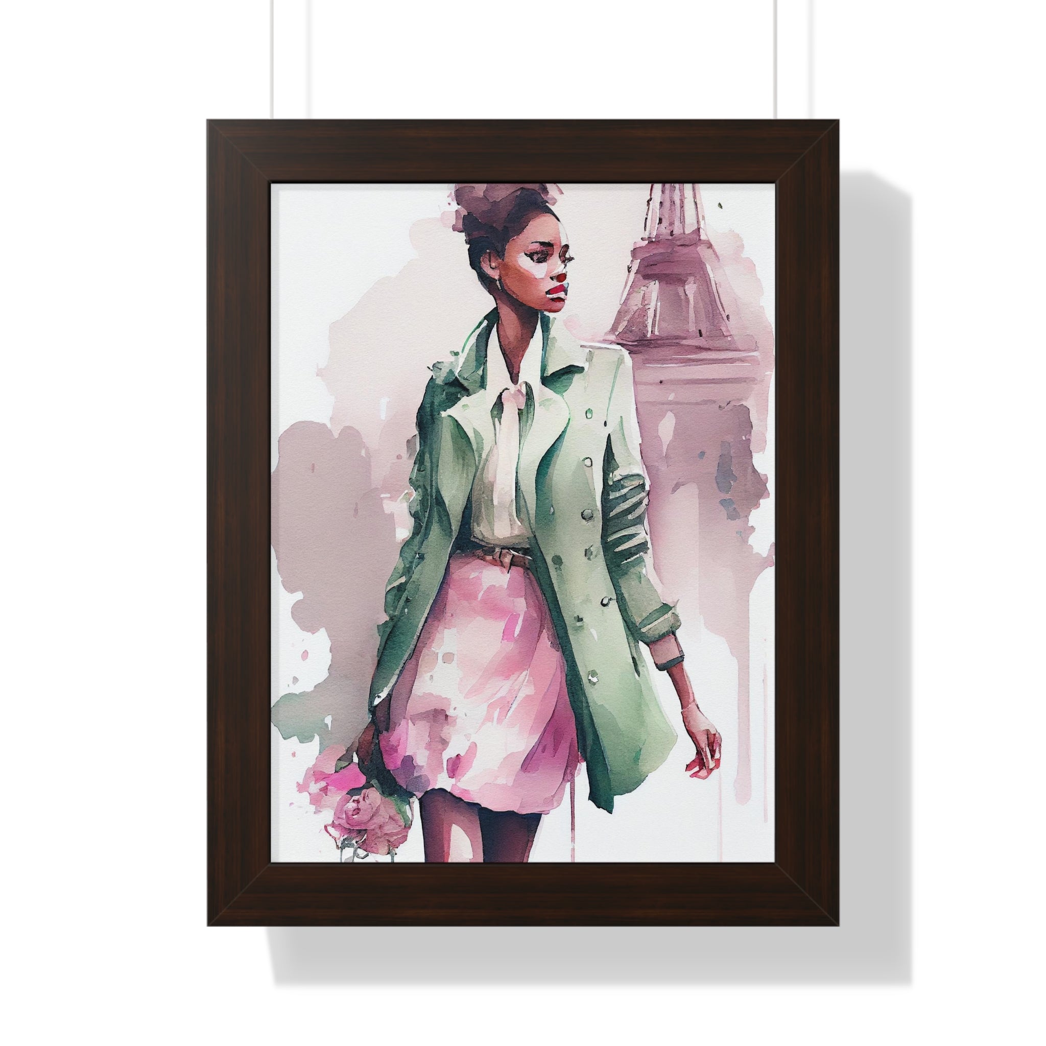 "BLACK WOMAN PARIS STREETS" Framed Vertical Poster