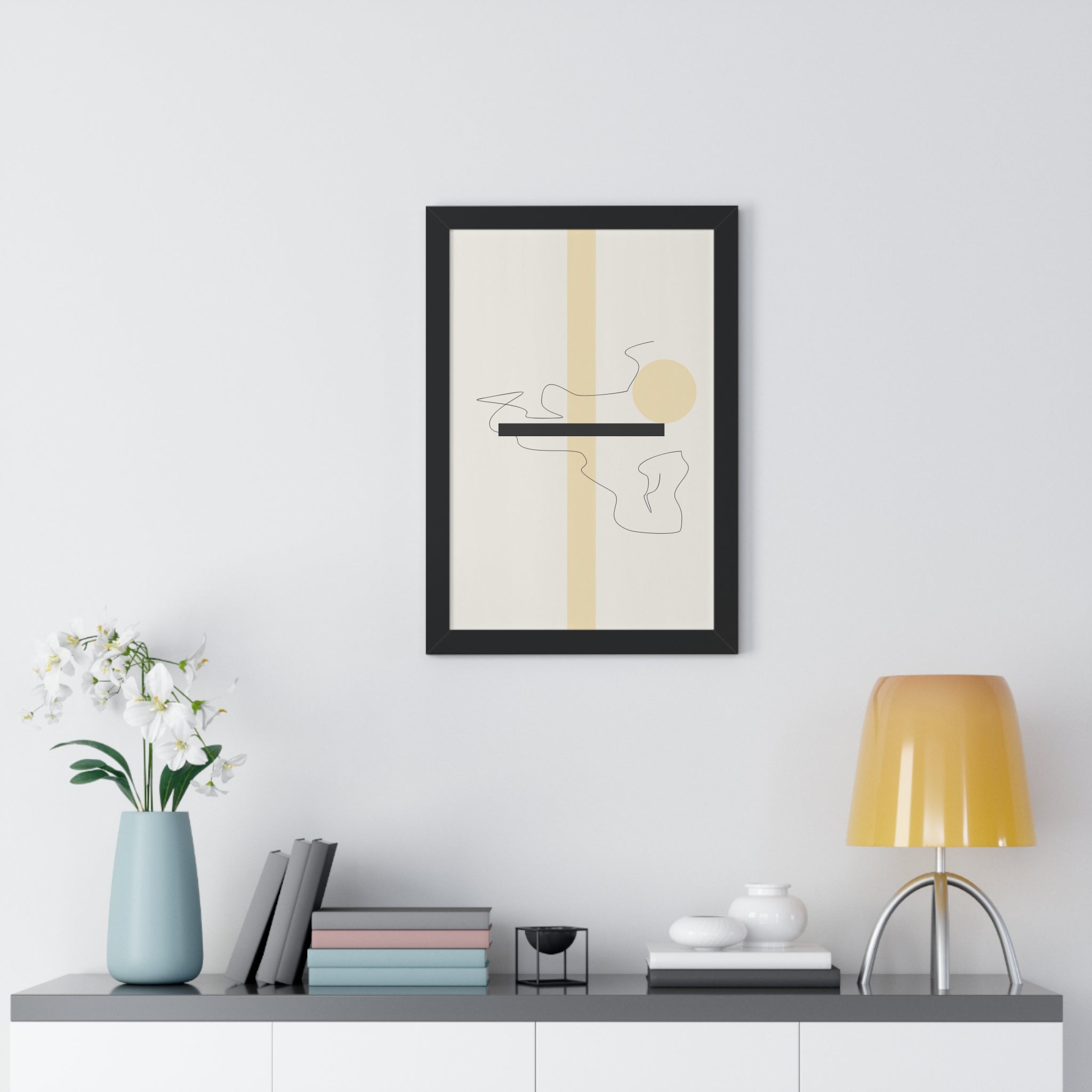 "ABSTRACT NEUTRAL" Framed Vertical Poster