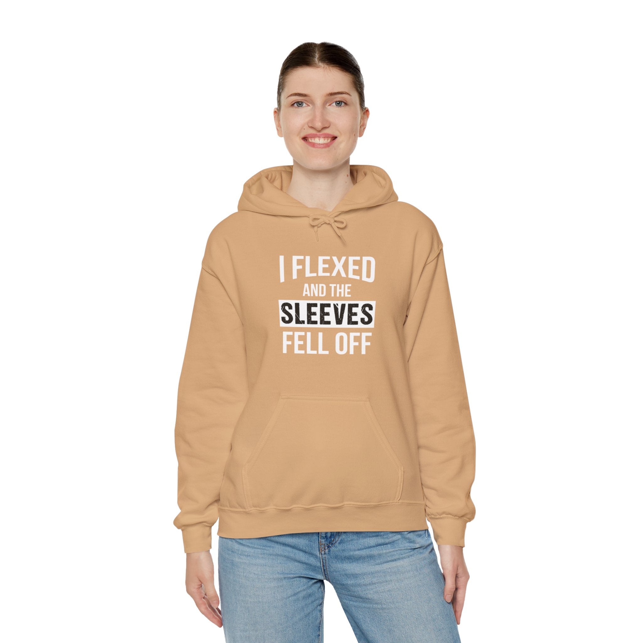 "I Flexed And The Sleeves Fell Off" Unisex Heavy Blend™ Hooded Sweatshirt