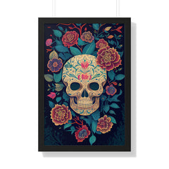 "BEIGE CHINOISERIE SUGAR SKULL" Framed Vertical Poster