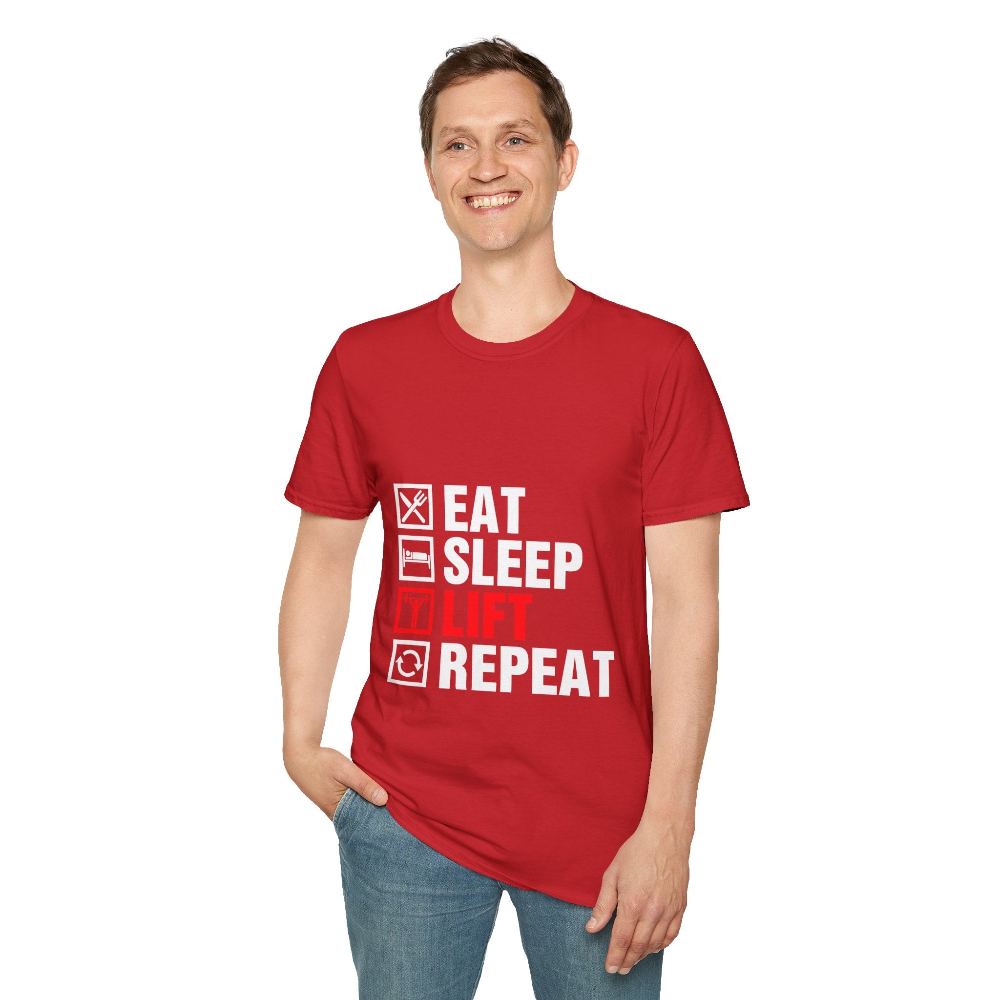 "Eat Sleep Lift Repeat" Unisex Soft Style T-Shirt