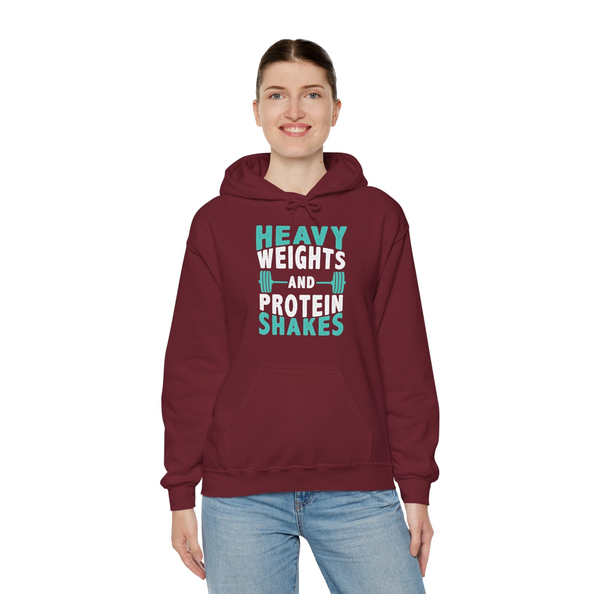 "Heavy Weights And Proteins Shakes" Unisex Heavy Blend™ Hooded Sweatshirt