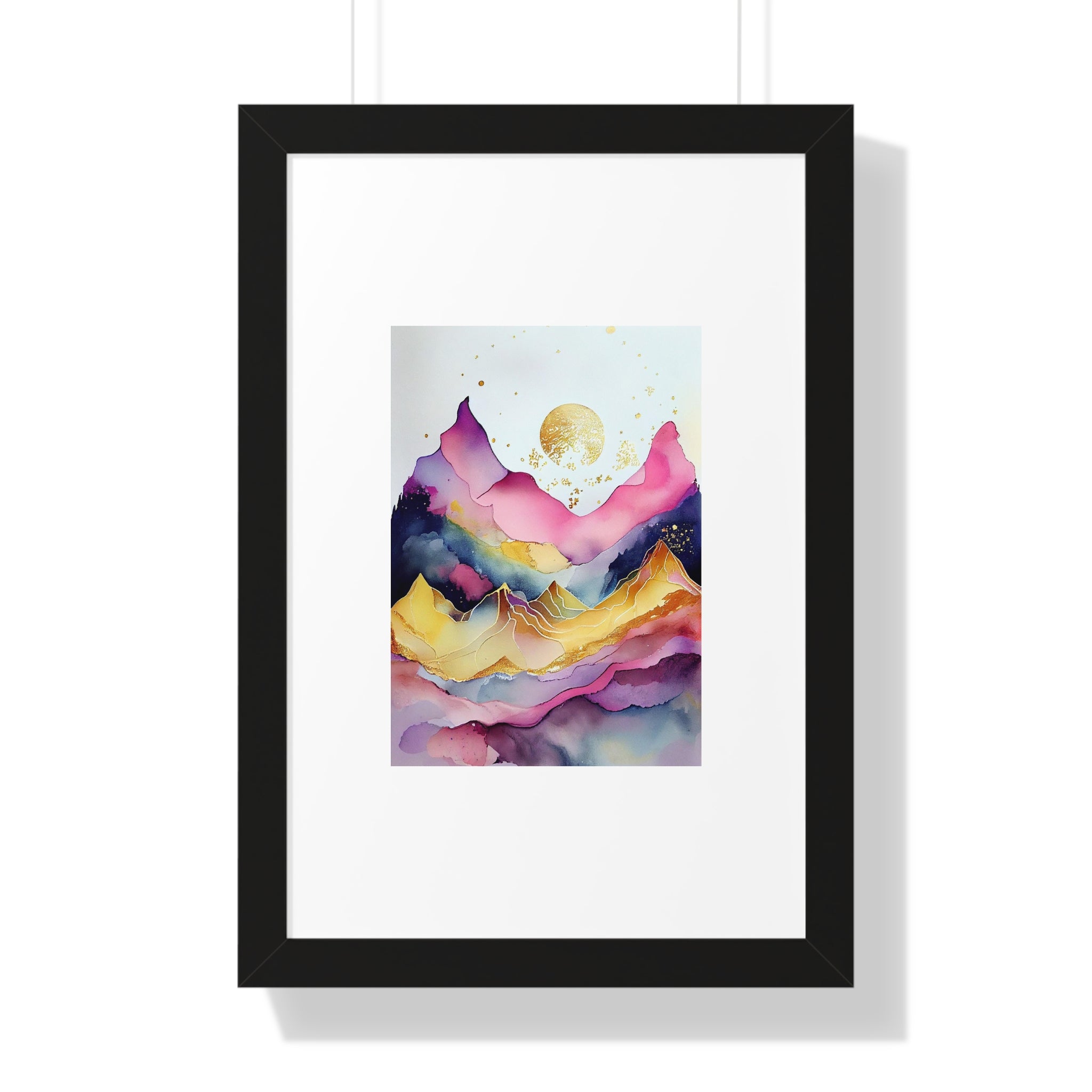 "ABSTRACT ALCOHOLIC INK MOUNTAIN" Framed Vertical Poster