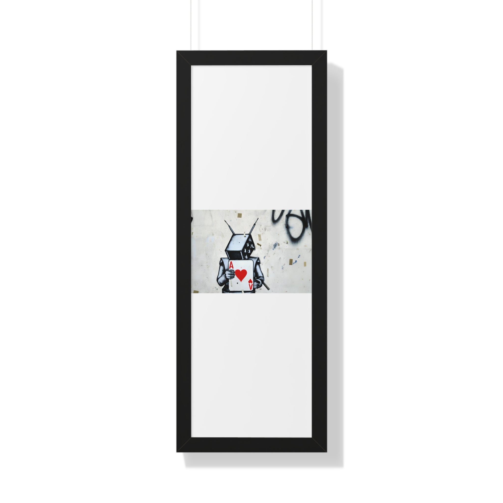 "BANKSY-STYLE GRAFFITI OF A ROBOT PLAYING CARDS" Framed Vertical Poster