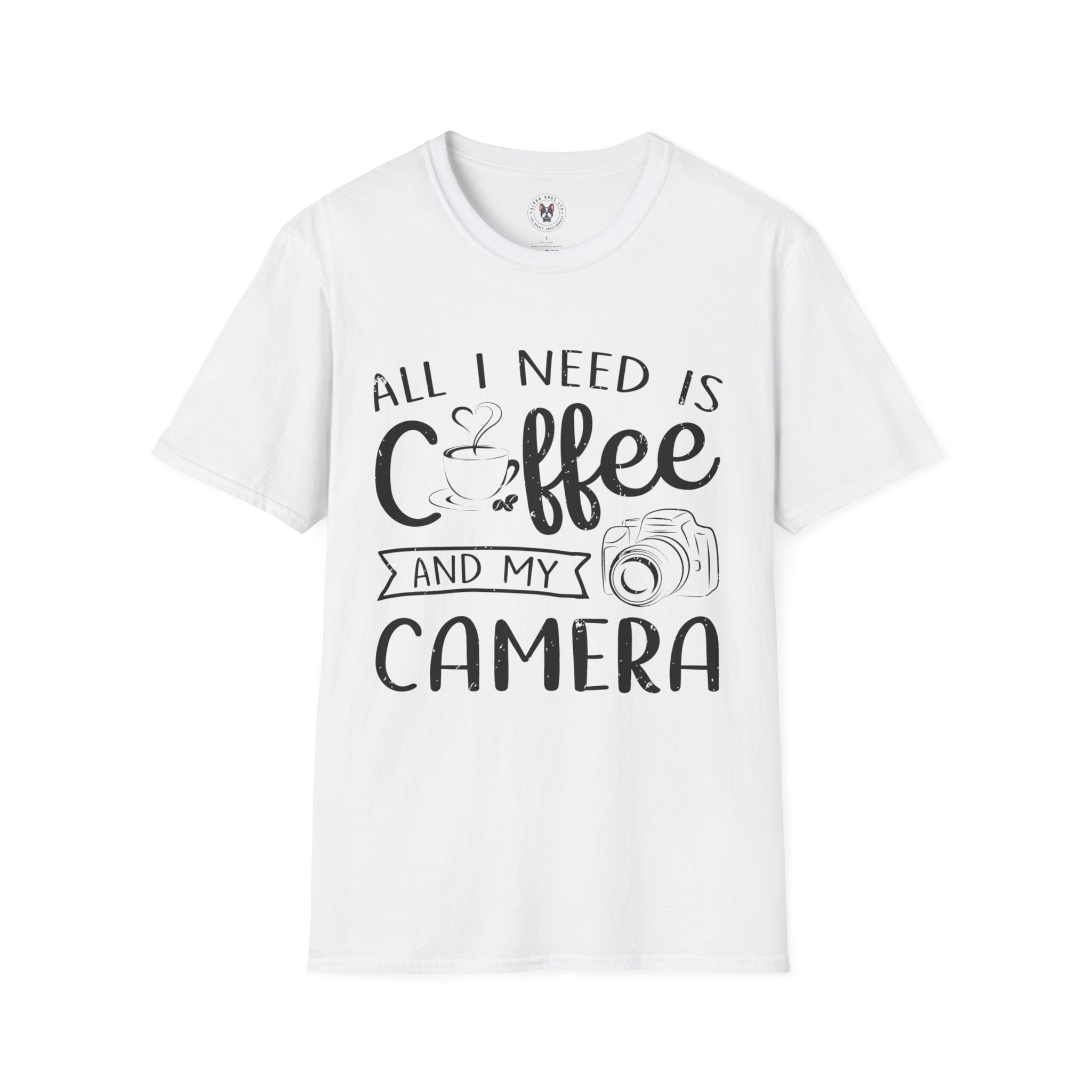 "ALL I NEED IS COFFEE AND MY CAMERA" Unisex Soft style T-Shirt