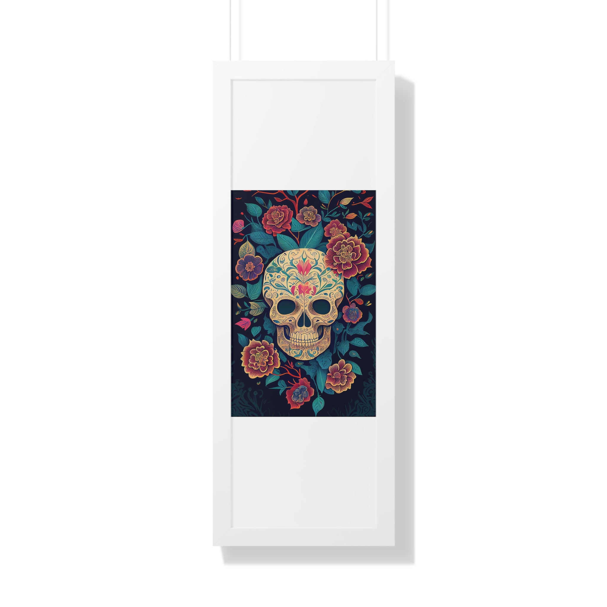 "BEIGE CHINOISERIE SUGAR SKULL" Framed Vertical Poster