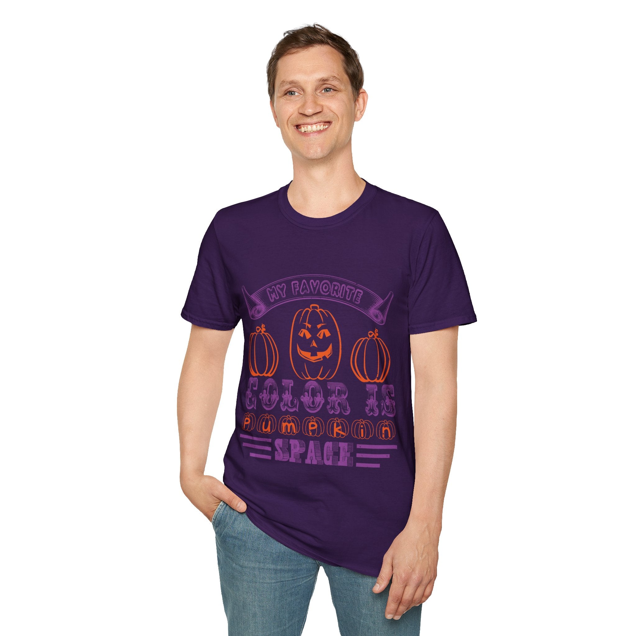 "MY FAVORITE COLOR IS PUMPKIN SPACE" Unisex Soft style T-Shirt