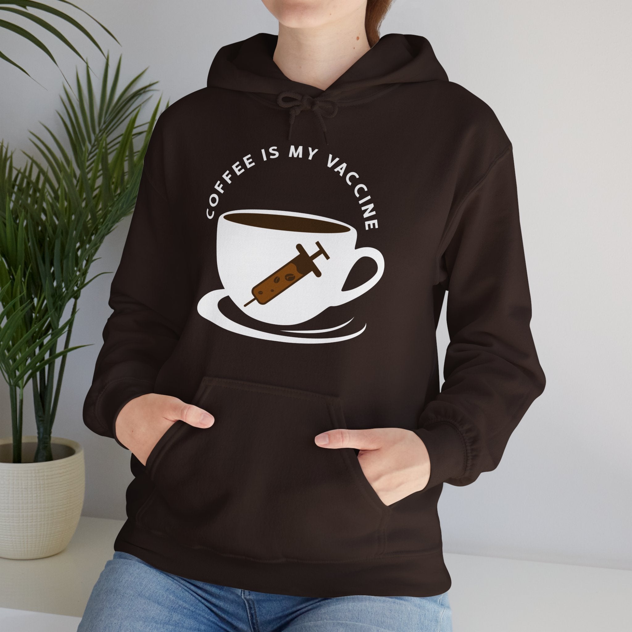 "COFFEE IS MY VACCINE" Unisex Heavy Blend™ Hooded Sweatshirt