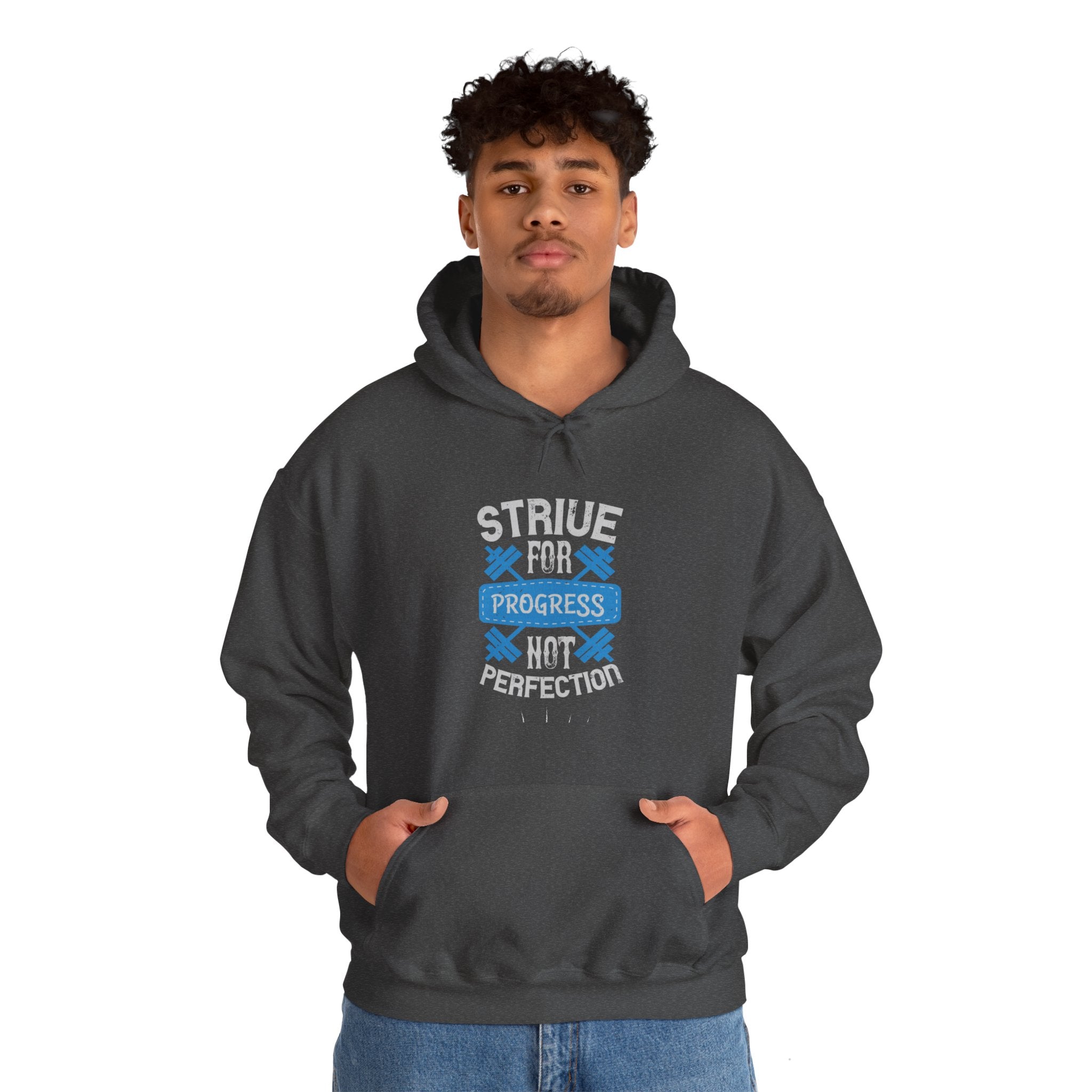 "Strive For Progress Not Perfection" Unisex Heavy Blend™ Hooded Sweatshirt