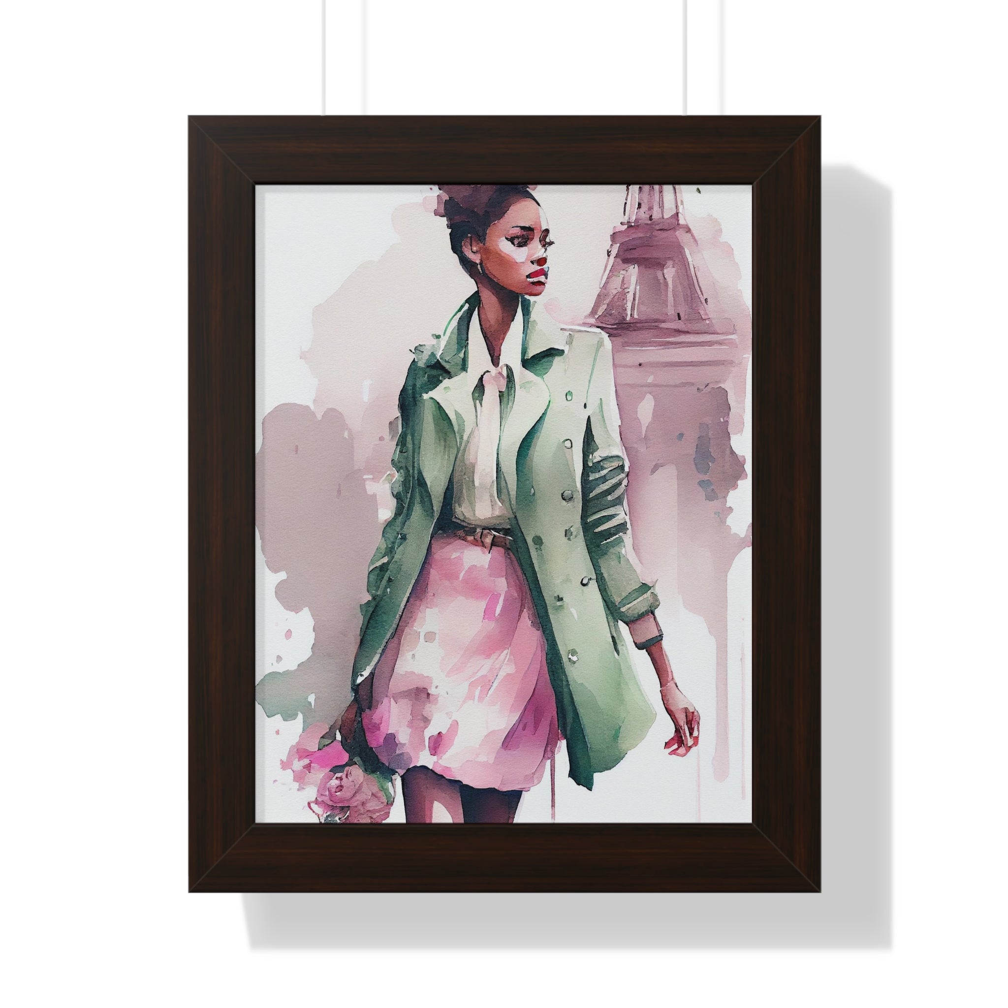 "BLACK WOMAN PARIS STREETS" Framed Vertical Poster