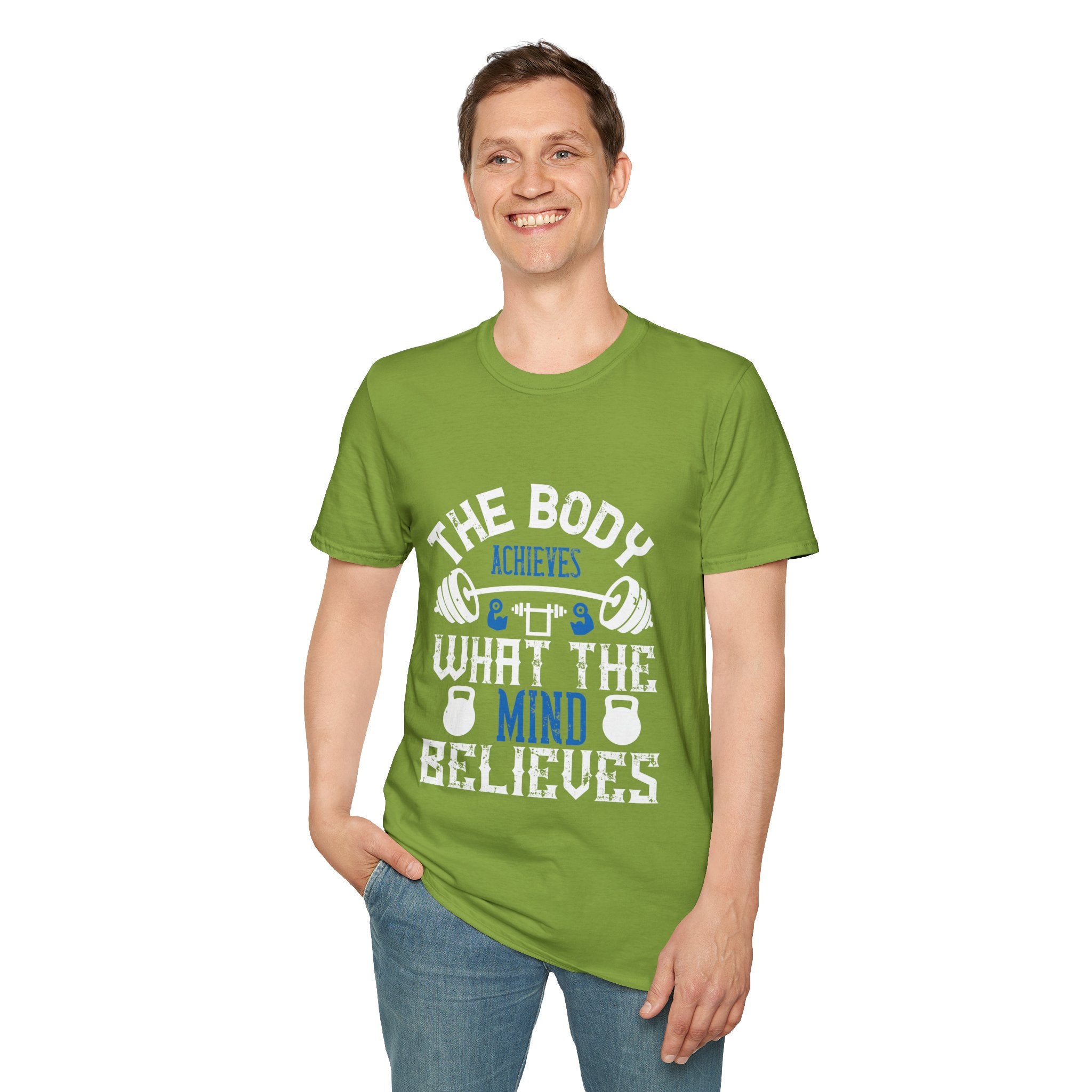 "The body achieves what the mind believes" Unisex Soft style T-Shirt