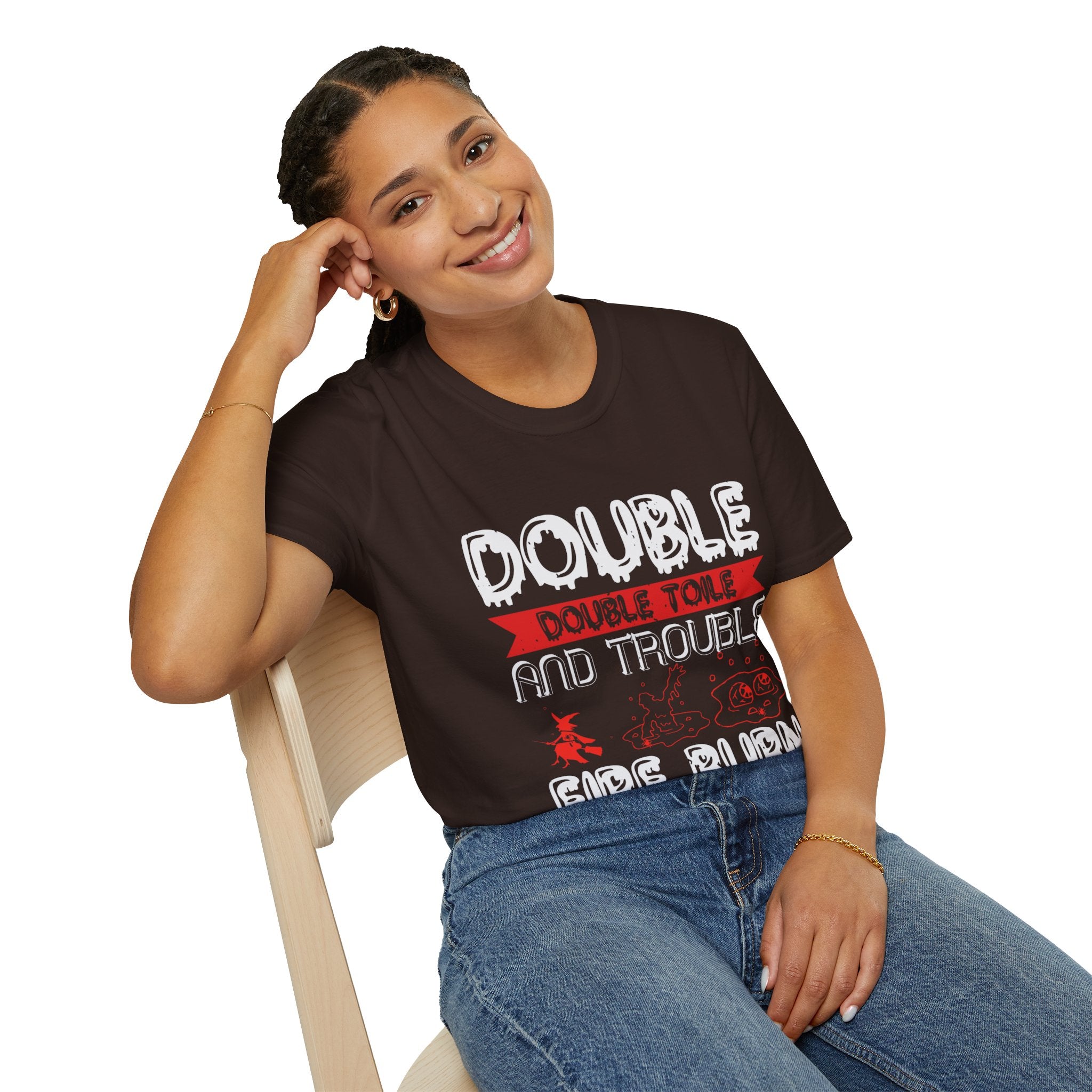 "DOUBLE DOUBLE TOILE AND TROUBLE, FIRE BURN AND CAULDRON BUBBLE" Unisex Soft style T-Shirt