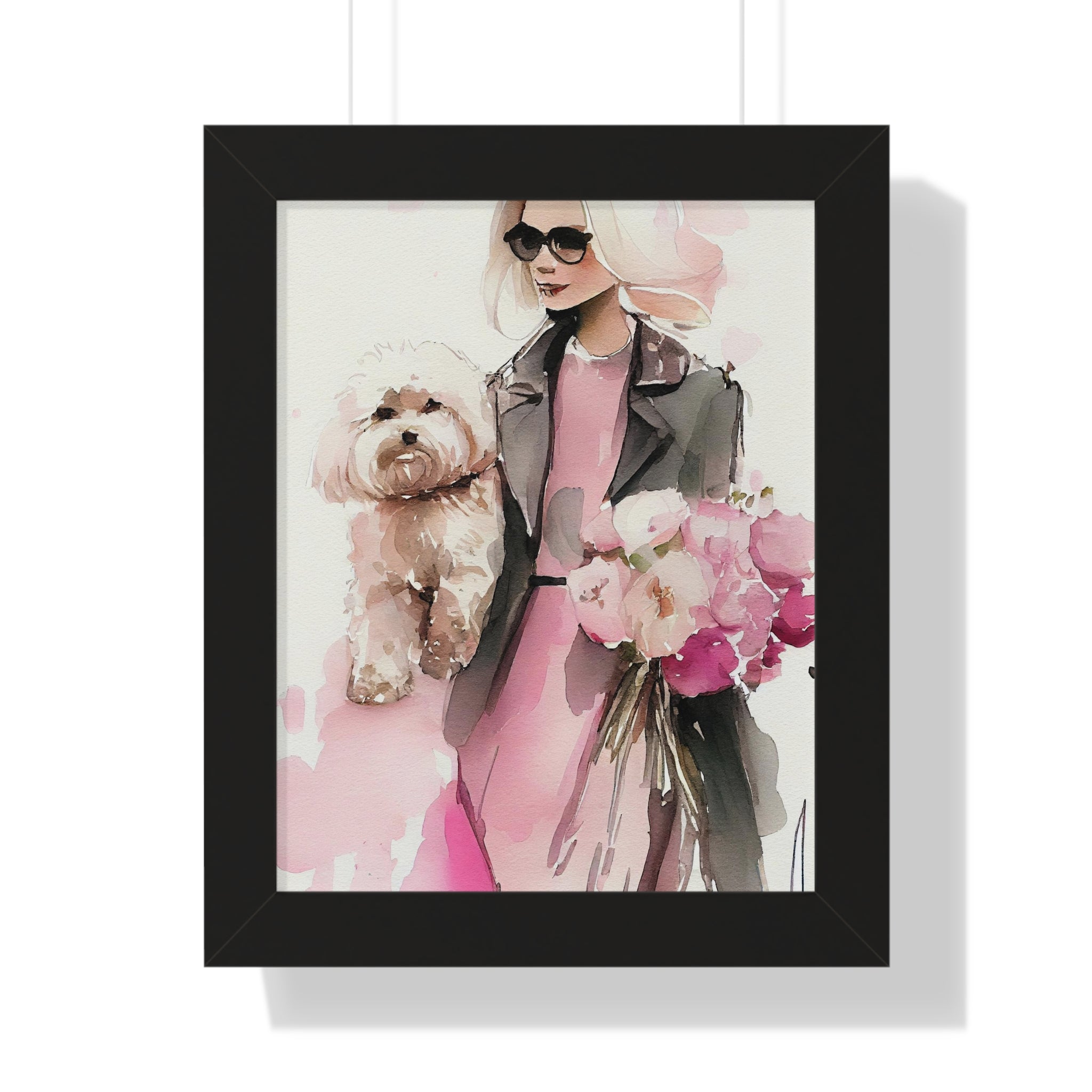 "BLONDE LADY MALTIPOO SUNGLASSES" Framed Vertical Poster