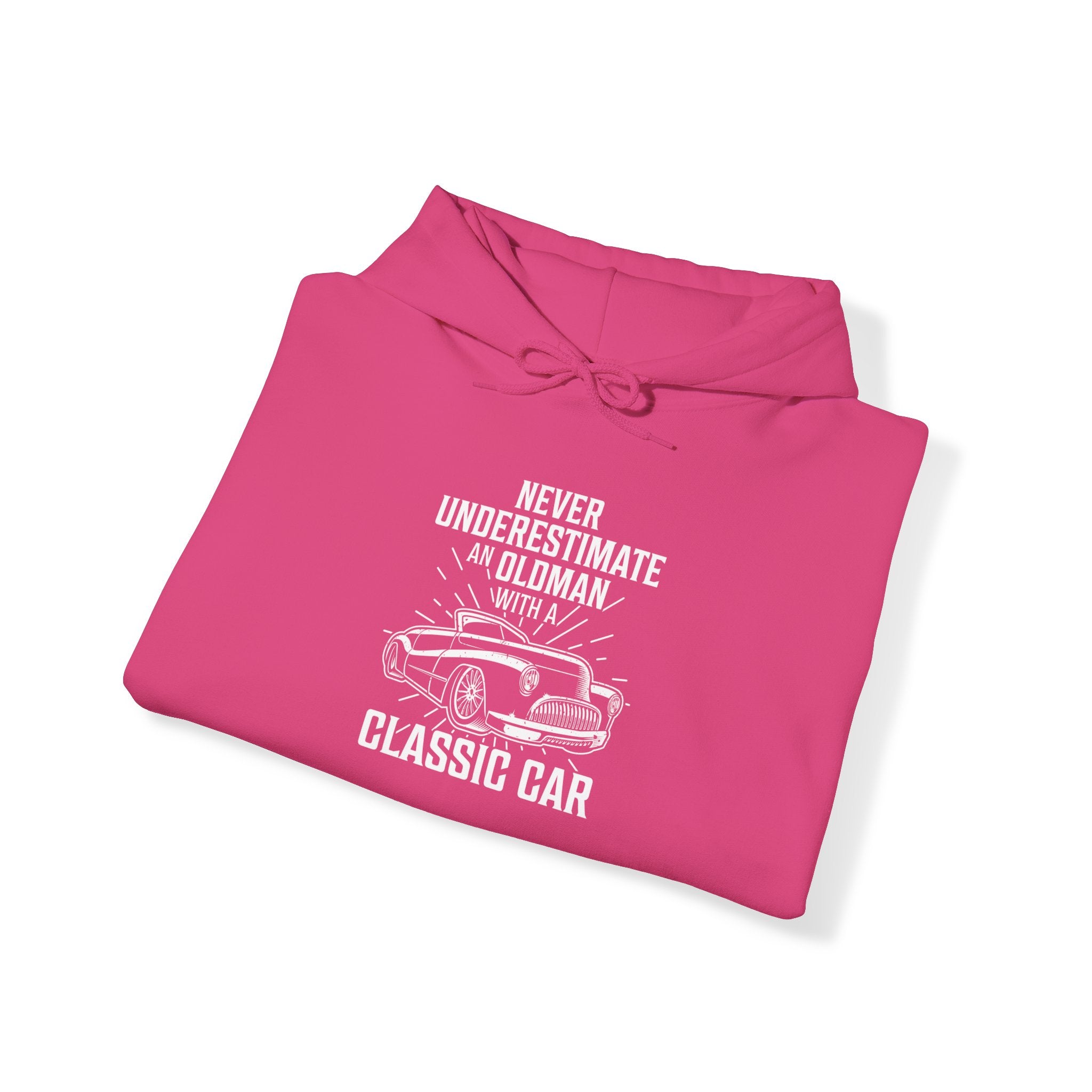 "NEVER UNDERESTIMATE AN OLD MAN WITH A CLASSIC CAR" Unisex Heavy Blend™ Hooded Sweatshirt