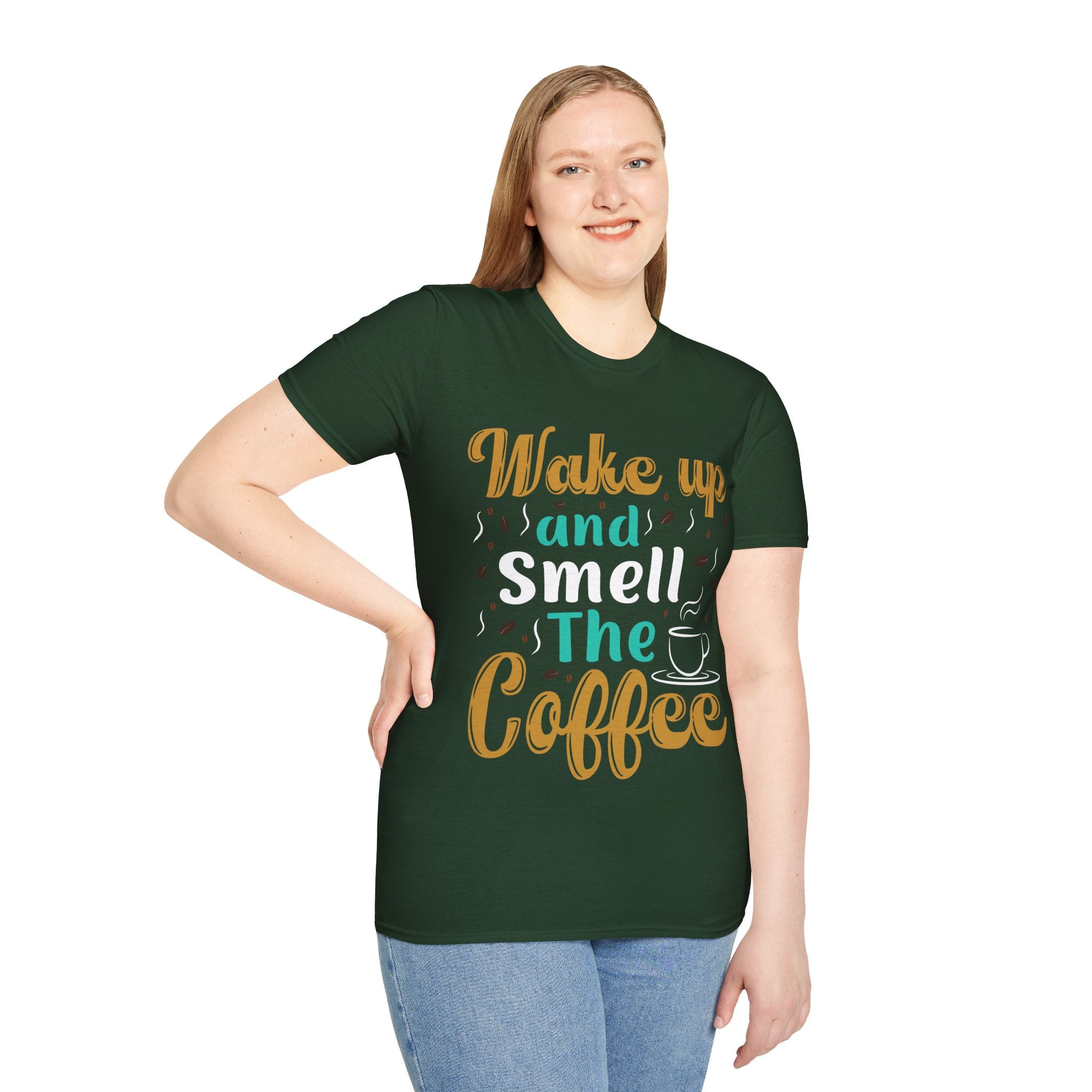 "WAKE UP AND SMELL THE COFFEE" Unisex Soft style T-Shirt