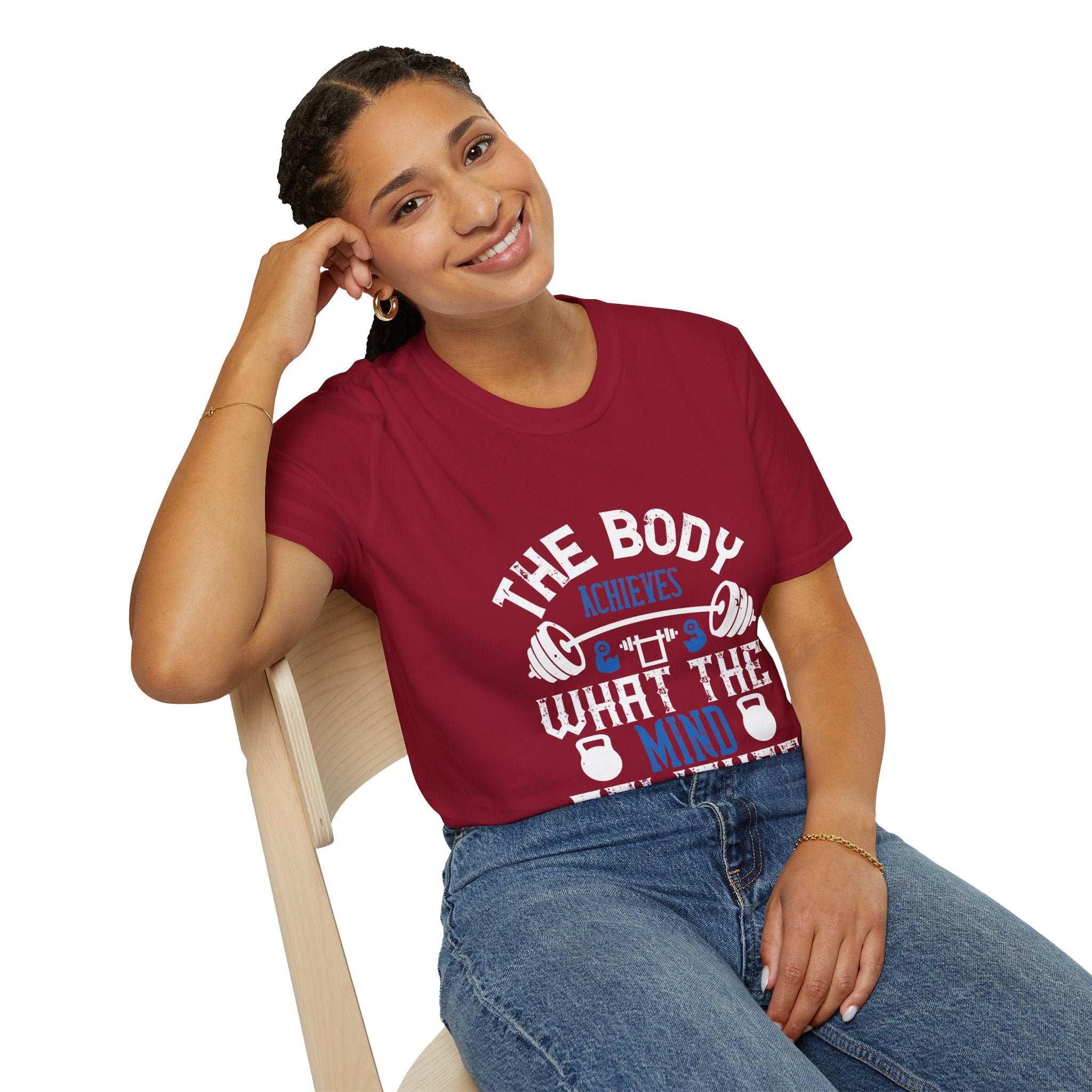 "The body achieves what the mind believes" Unisex Soft style T-Shirt