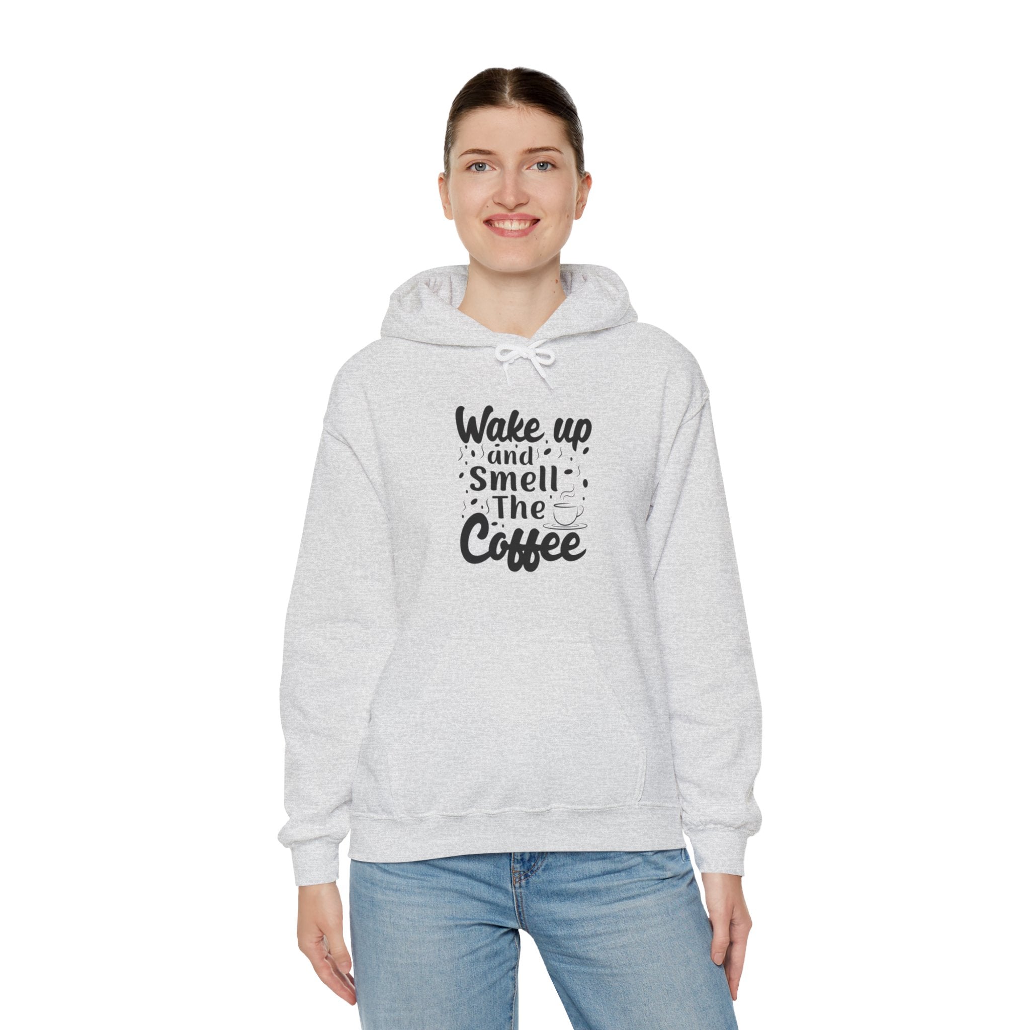 "WAKE UP AND SMELL THE COFFEE" Unisex Heavy Blend™ Hooded Sweatshirt