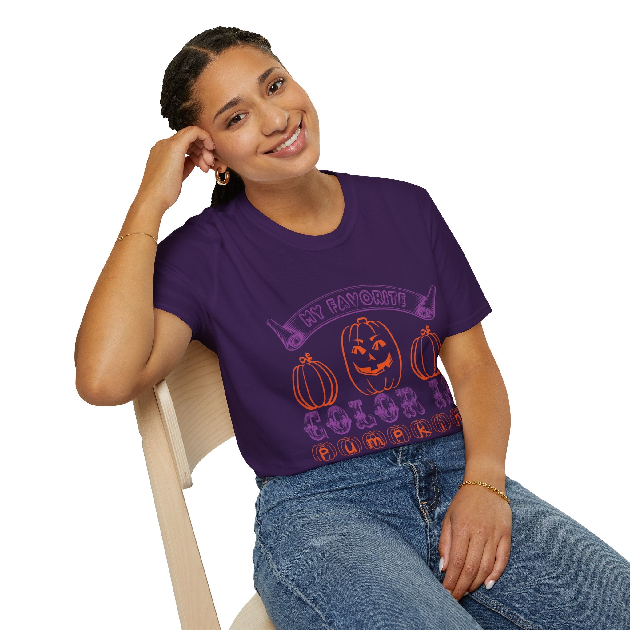 "MY FAVORITE COLOR IS PUMPKIN SPACE" Unisex Soft style T-Shirt