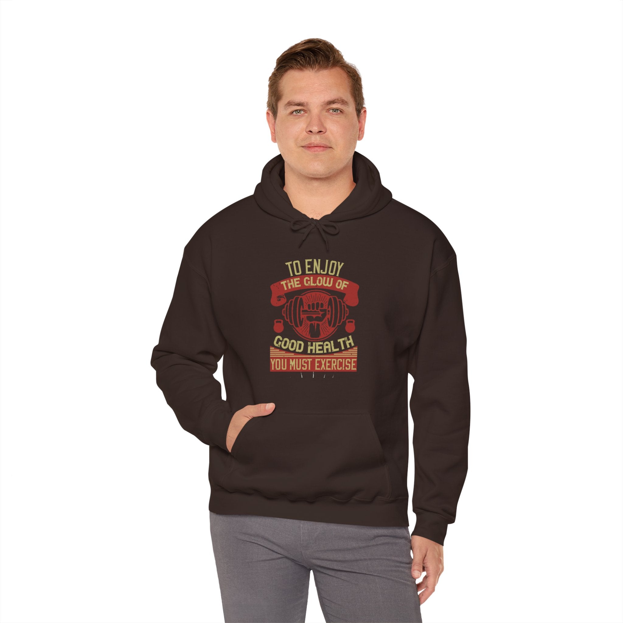 "To enjoy the glow of good health, you must exercise"  Unisex Heavy Blend™ Hooded Sweatshirt