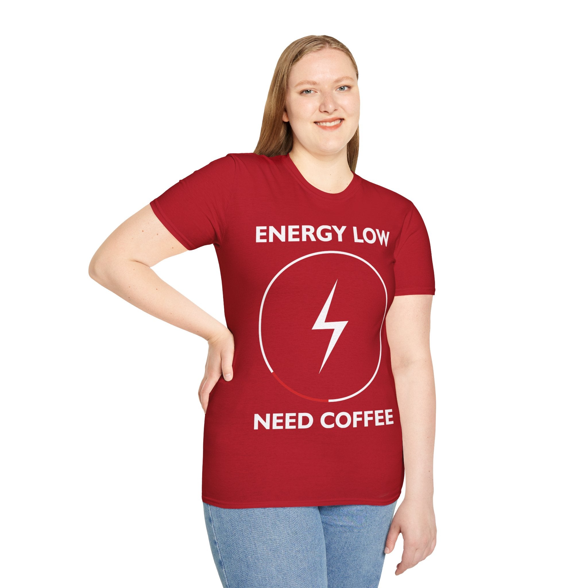 "ENERGY LOW NEED COFFEE" Unisex Soft style T-Shirt