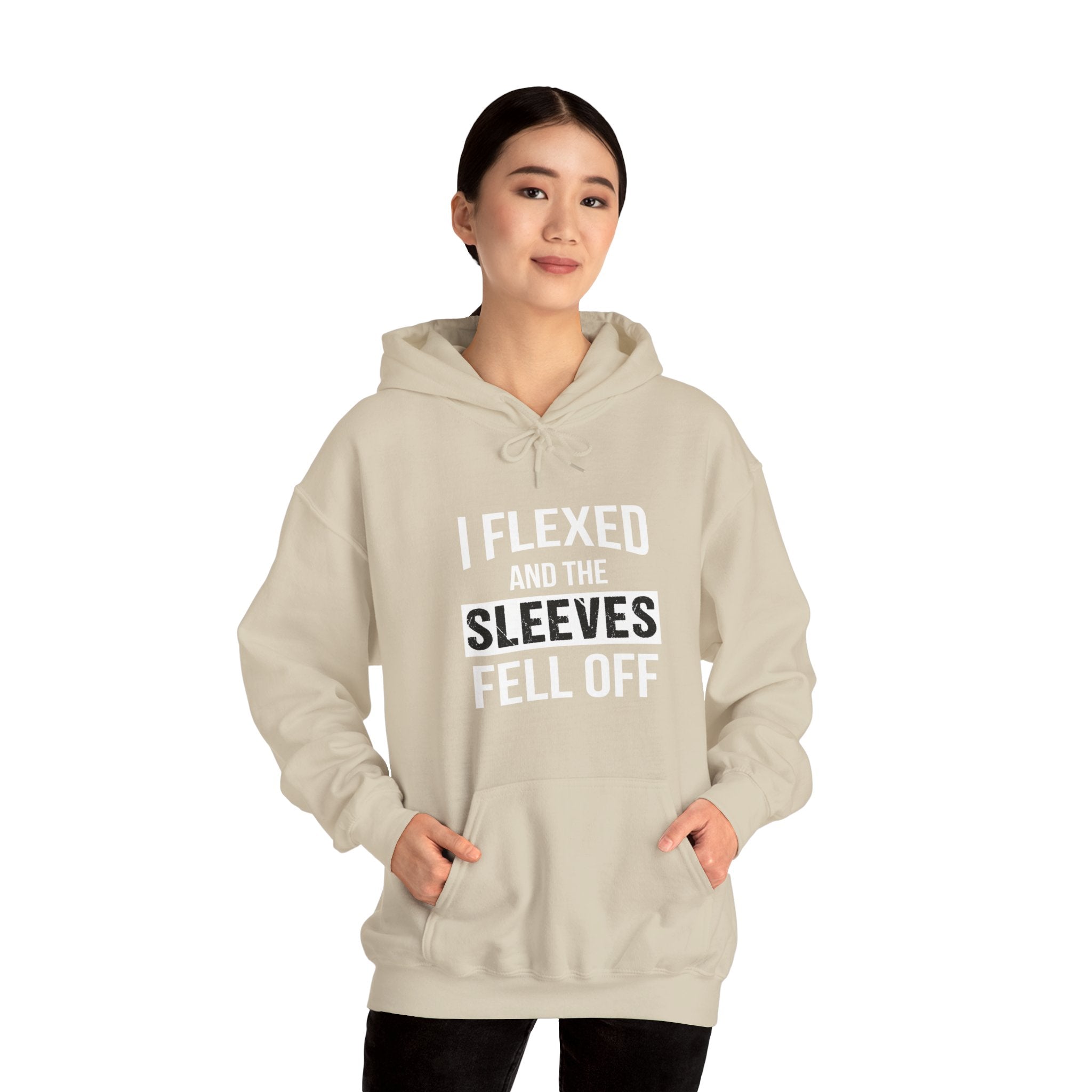 "I Flexed And The Sleeves Fell Off" Unisex Heavy Blend™ Hooded Sweatshirt