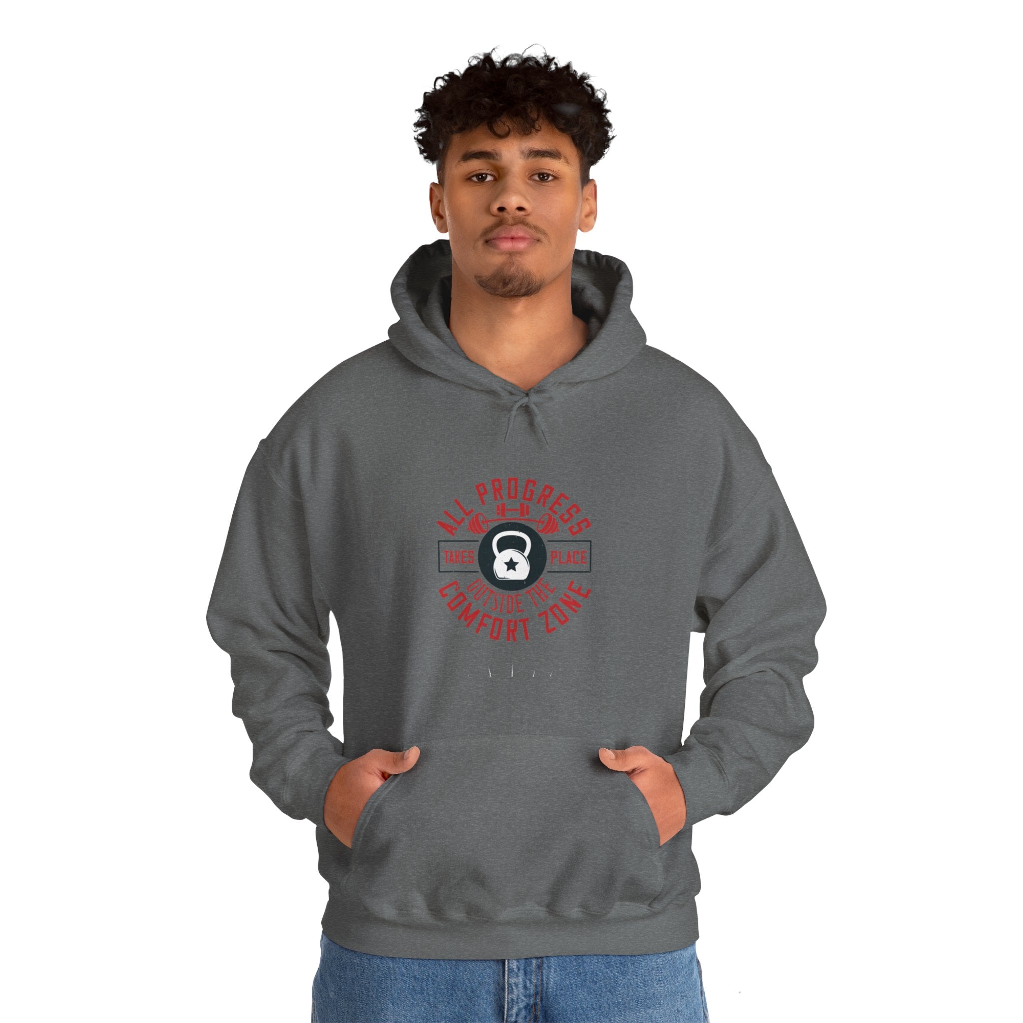 "All ProgressTakes Place Outside Of Comfort Zone" Unisex Heavy Blend™ Hooded Sweatshirt