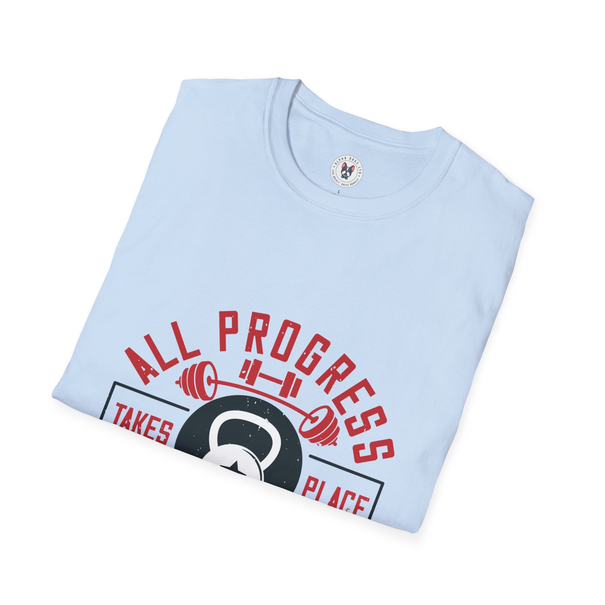 "All ProgressTakes Place Outside Of Comfort Zone" Unisex Soft style T-Shirt