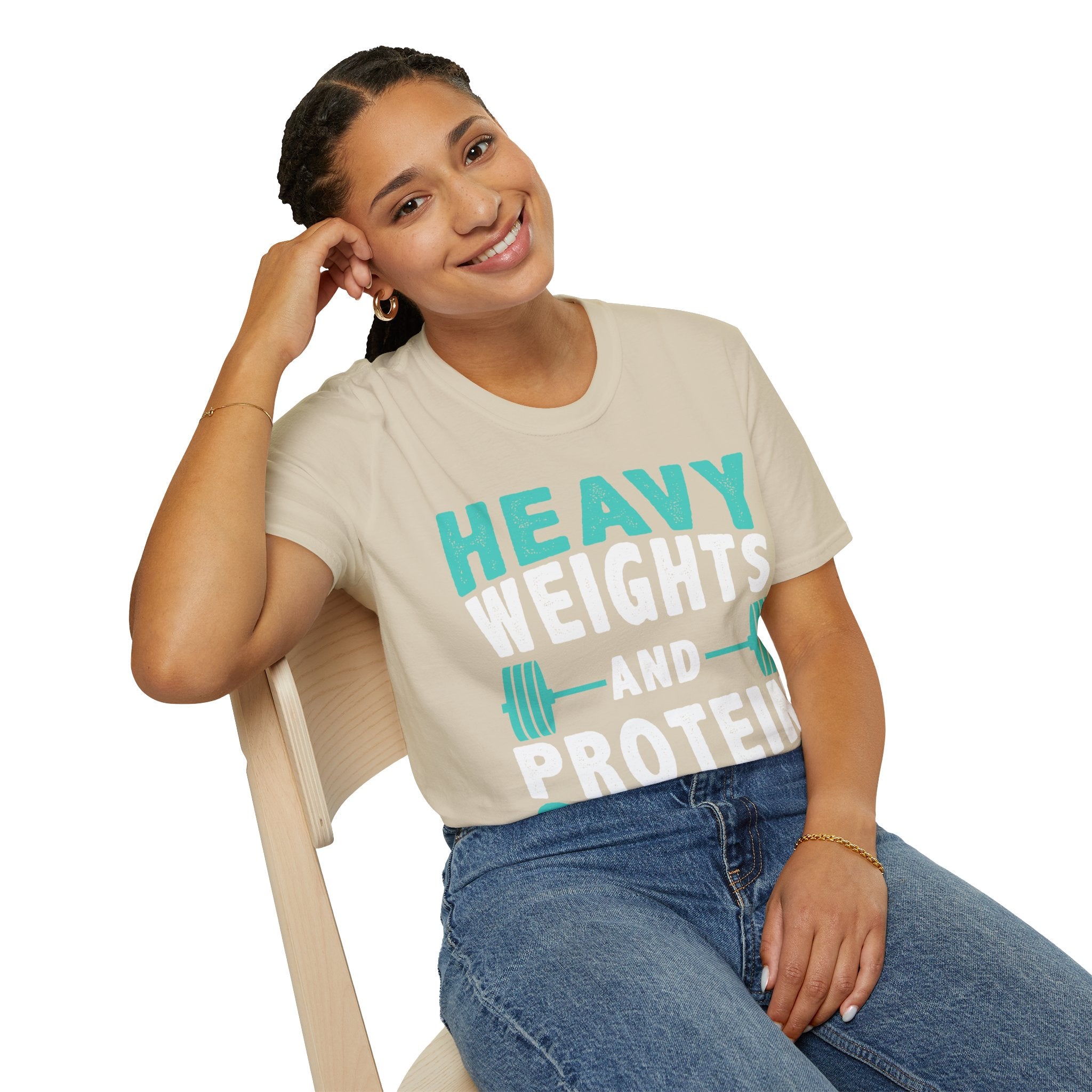 "Heavy Weights And Proteins Shakes" Unisex Soft Style T-Shirt