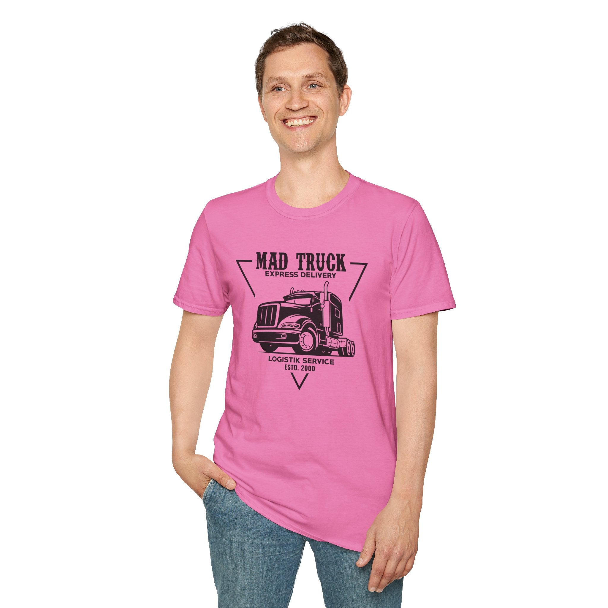 "MAD TRUCK EXPRESS DELIVERY LOGISTIK SERVICE ESTD. 2000" Unisex Soft style T-Shirt