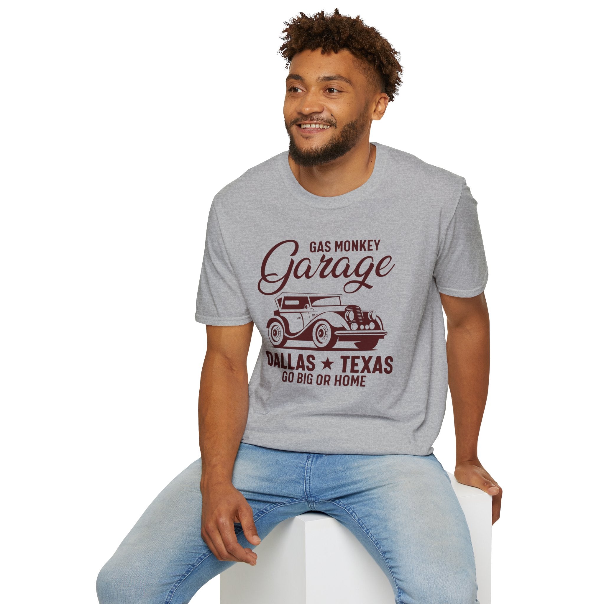 "GAS MONKEY GARAGE DALLAS TEXAS GO BIG OR HOME" Unisex Soft style T-Shirt