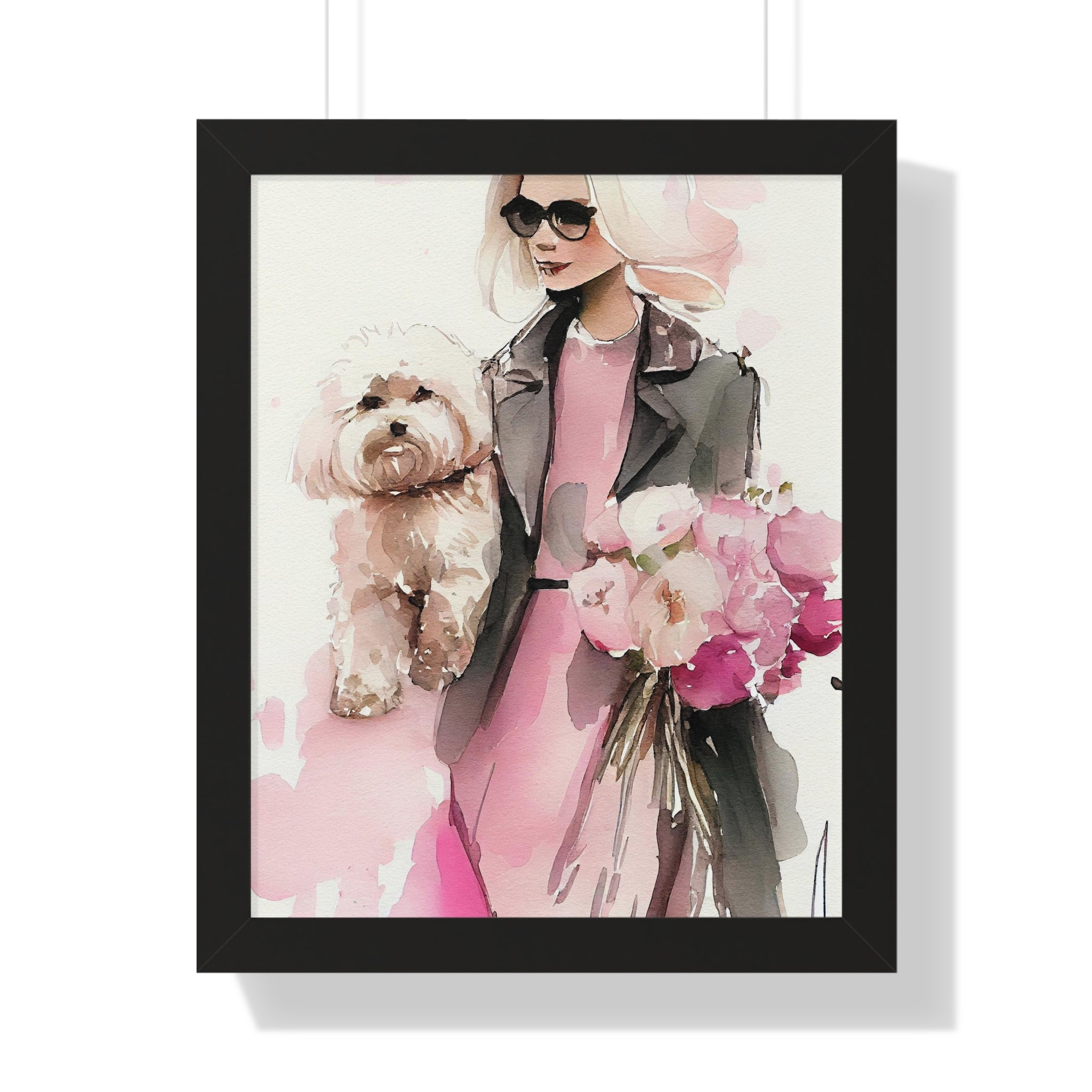 "BLONDE LADY MALTIPOO SUNGLASSES" Framed Vertical Poster