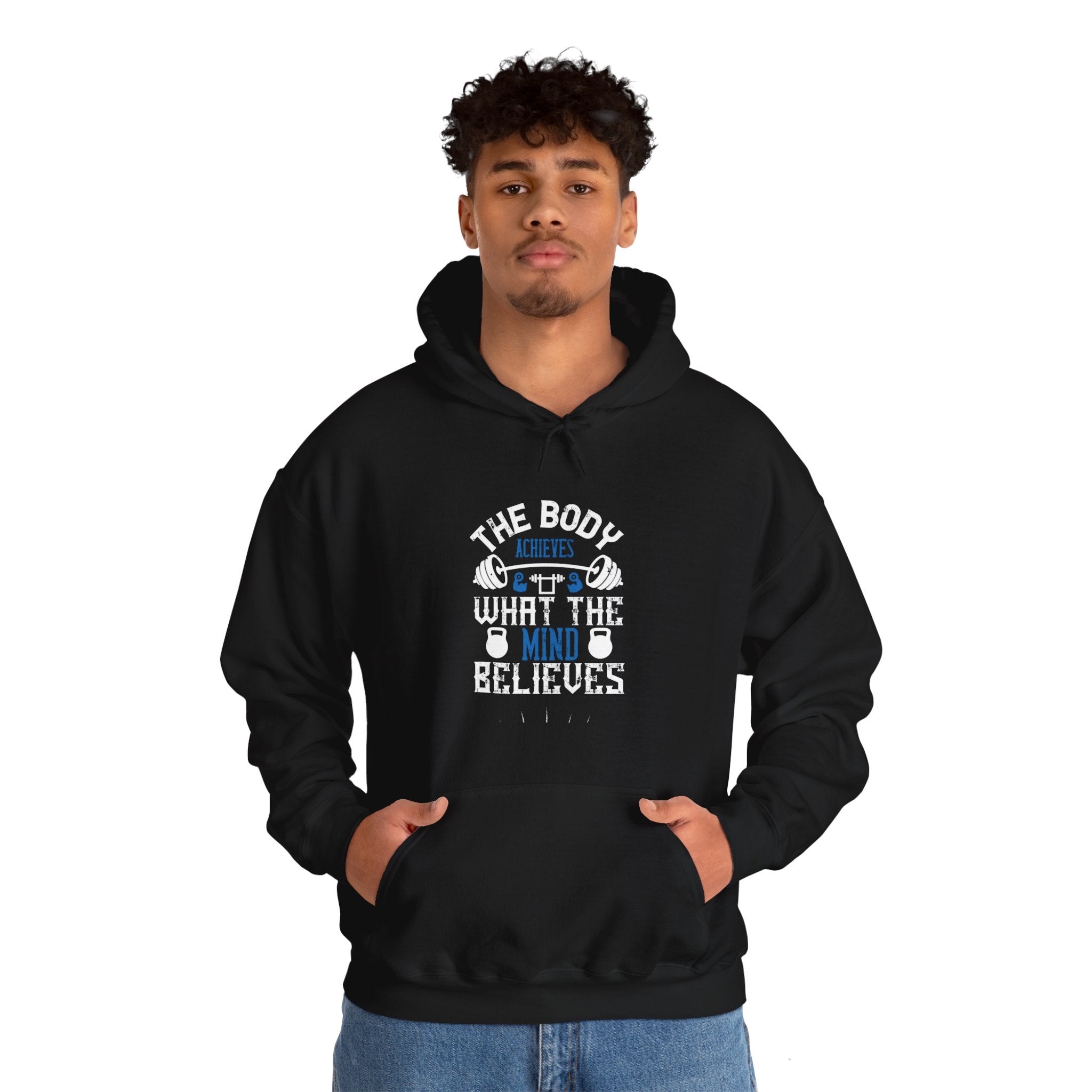 "The body achieves what the mind believes" Unisex Heavy Blend™ Hooded Sweatshirt