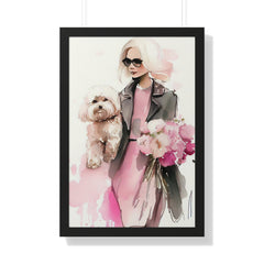 "BLONDE LADY MALTIPOO SUNGLASSES" Framed Vertical Poster