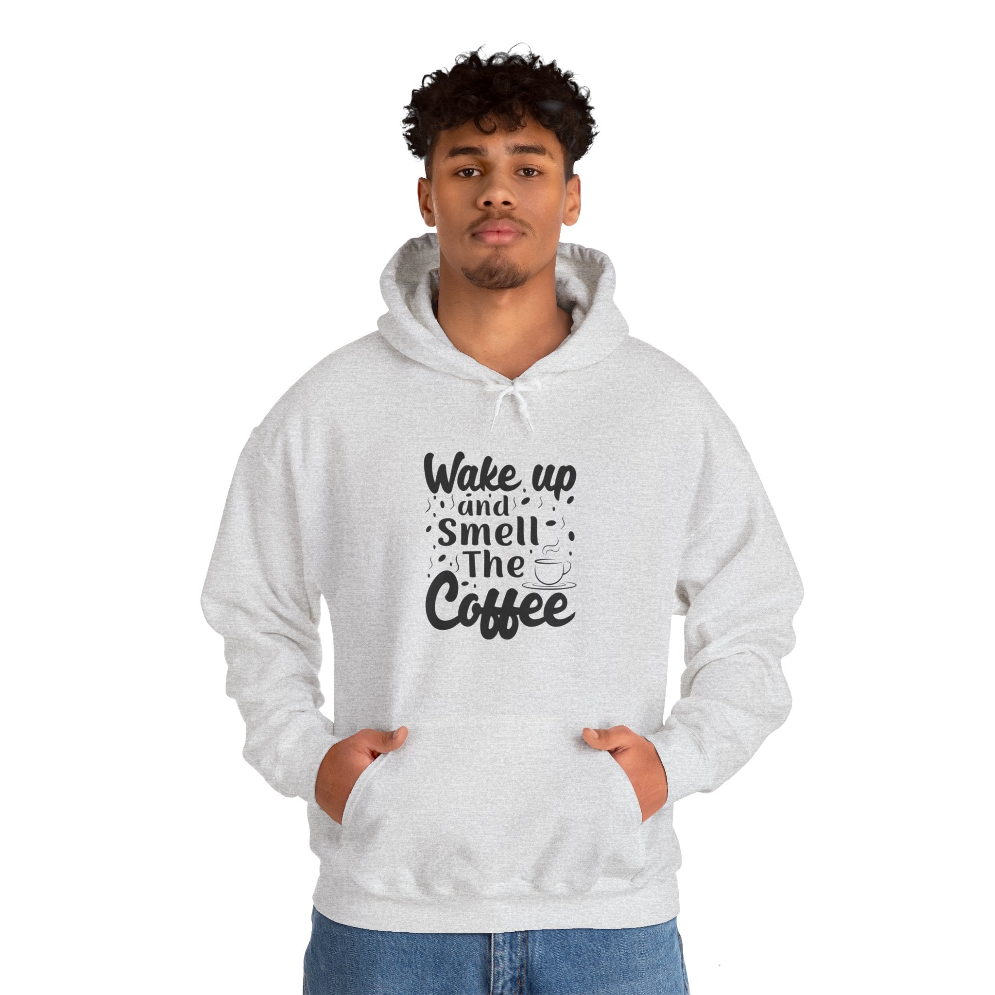 "WAKE UP AND SMELL THE COFFEE" Unisex Heavy Blend™ Hooded Sweatshirt