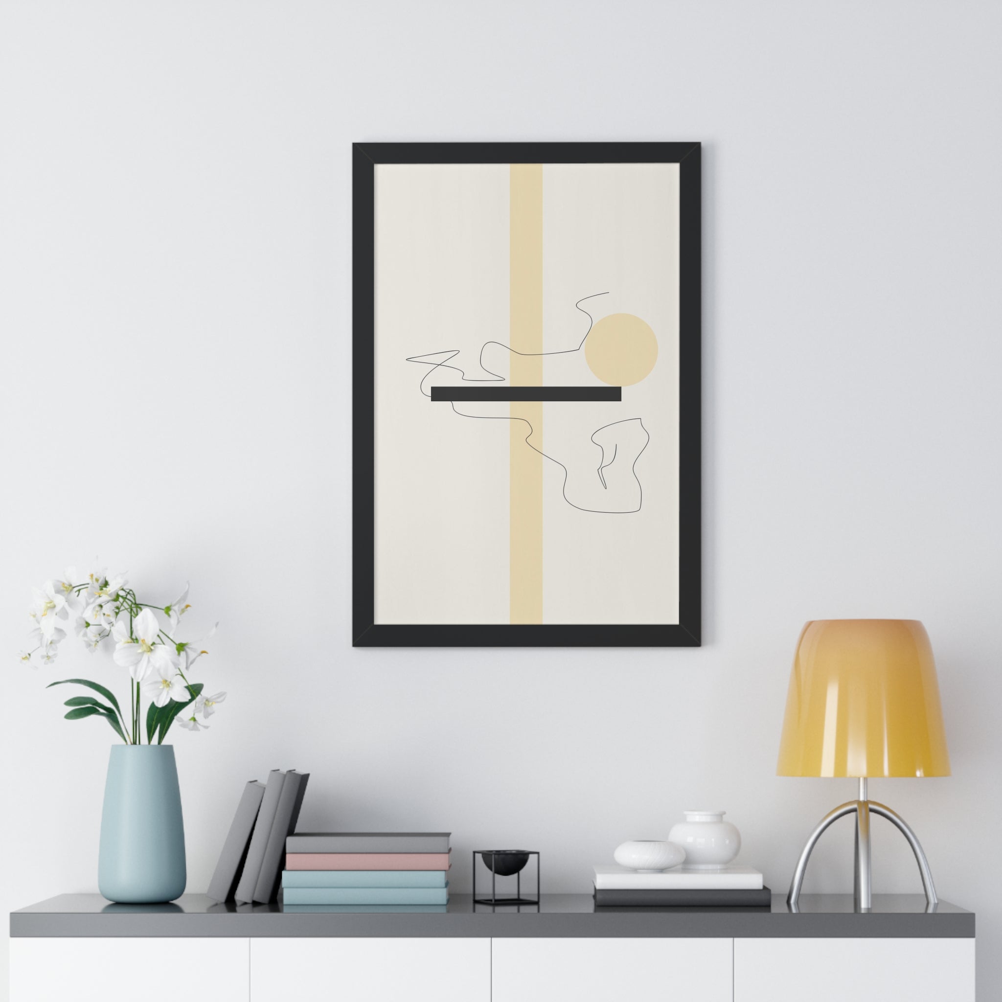 "ABSTRACT NEUTRAL" Framed Vertical Poster