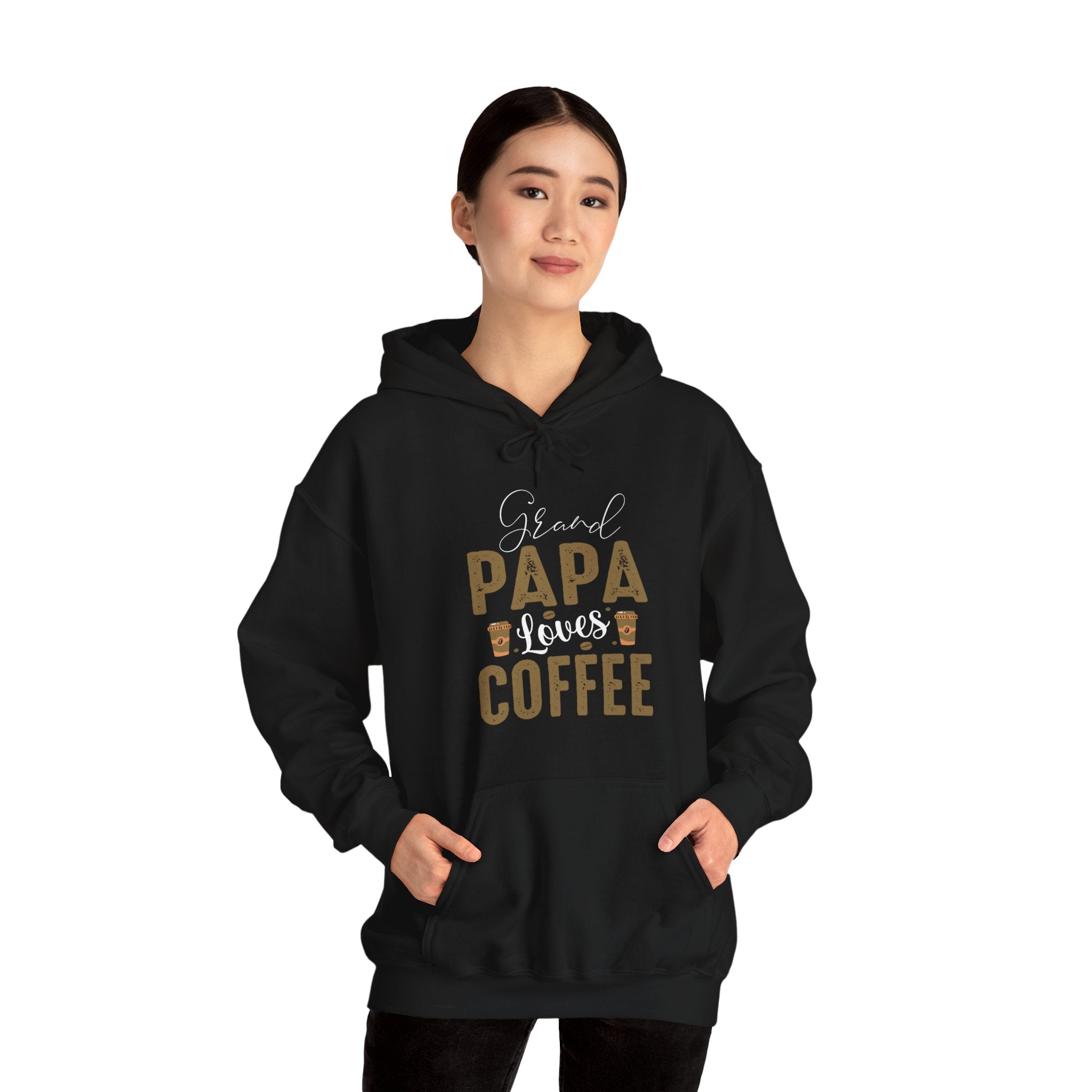 "GRAND PAPA LOVES COFFEE" Unisex Heavy Blend™ Hooded Sweatshirt