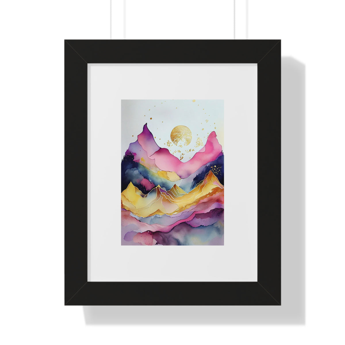 "ABSTRACT ALCOHOLIC INK MOUNTAIN" Framed Vertical Poster