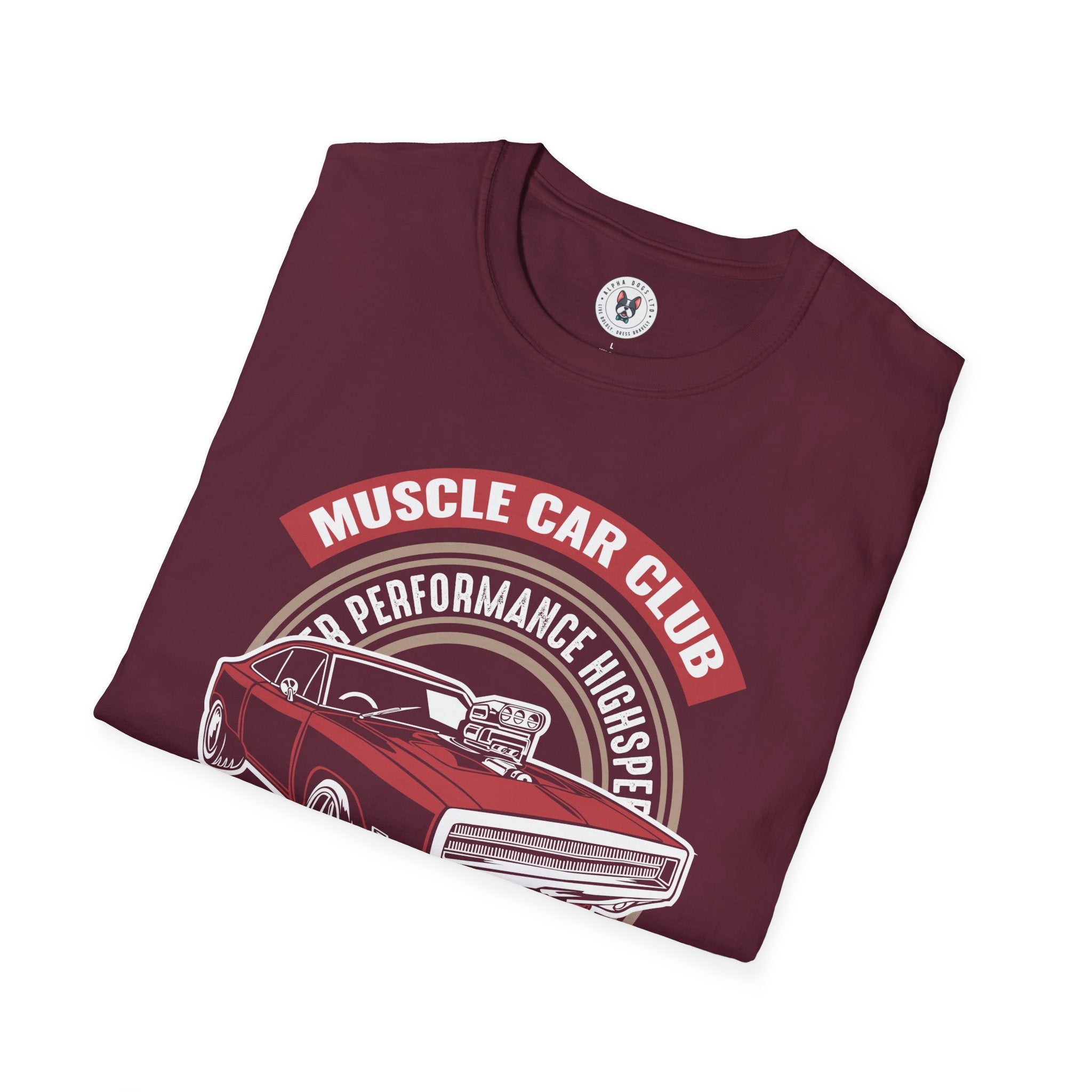 "MUSCLE CAR CLUB FULLY CUSTOM ENGINE" Unisex Soft style T-Shirt