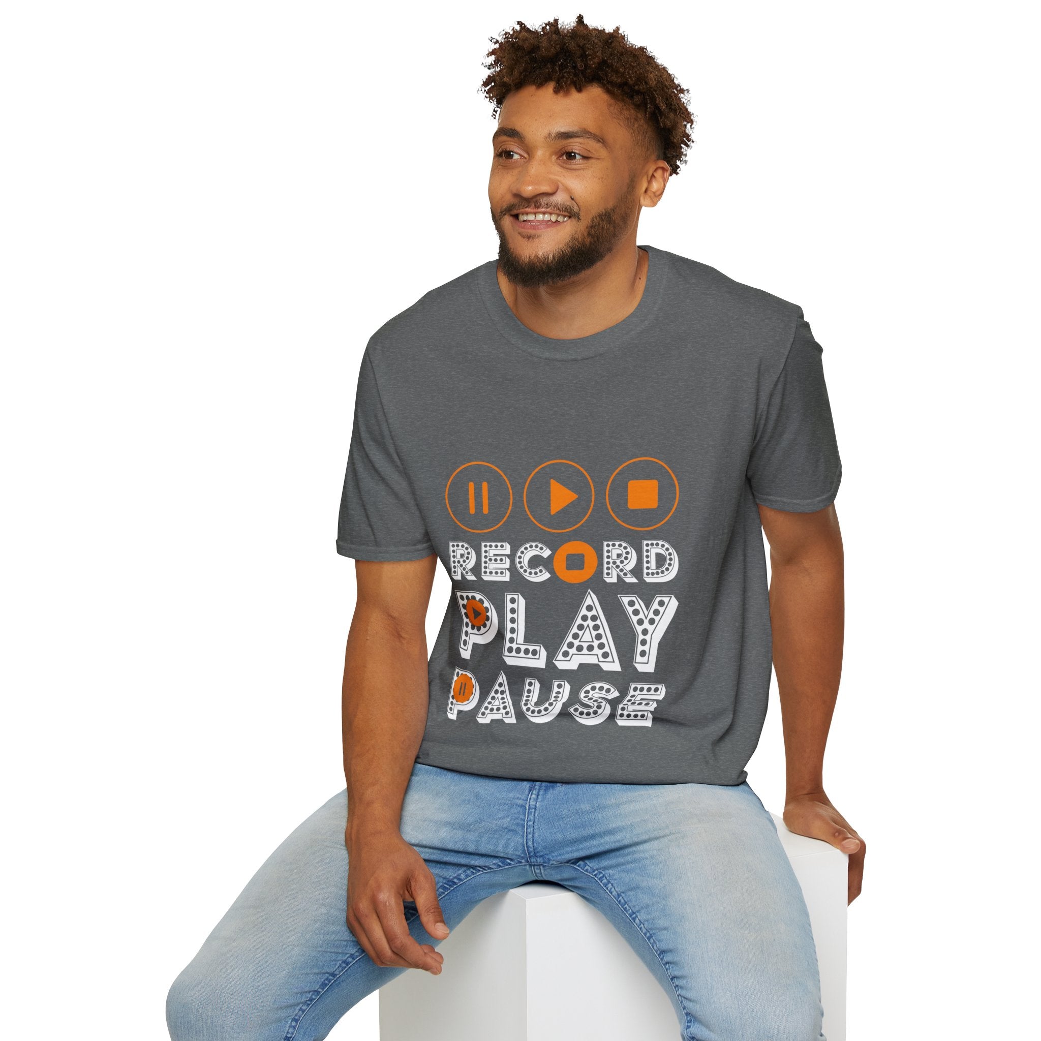 "Record Play Pause" Unisex Soft style T-Shirt