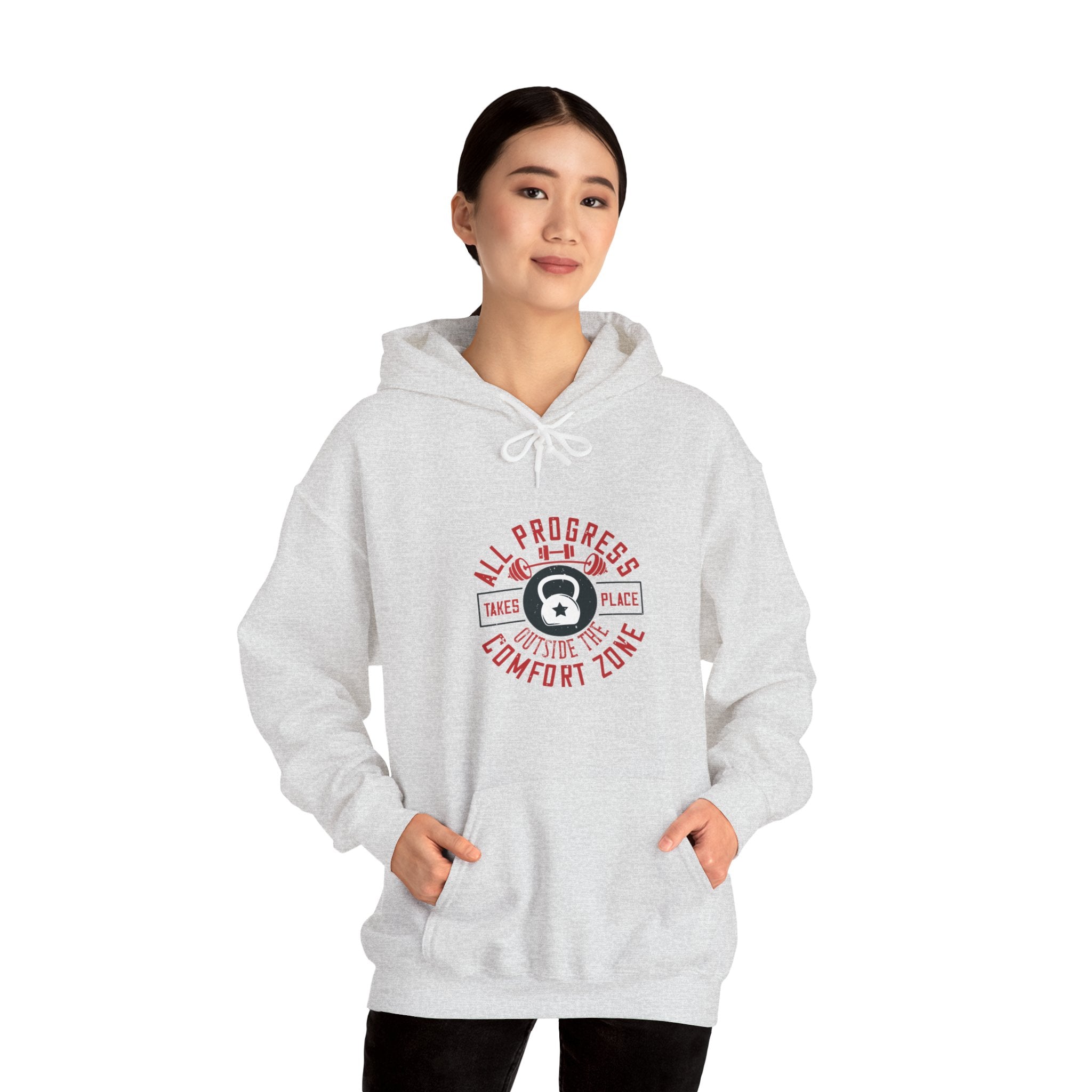 "All ProgressTakes Place Outside Of Comfort Zone" Unisex Heavy Blend™ Hooded Sweatshirt