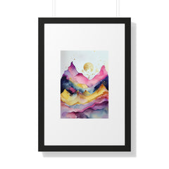 "ABSTRACT ALCOHOLIC INK MOUNTAIN" Framed Vertical Poster