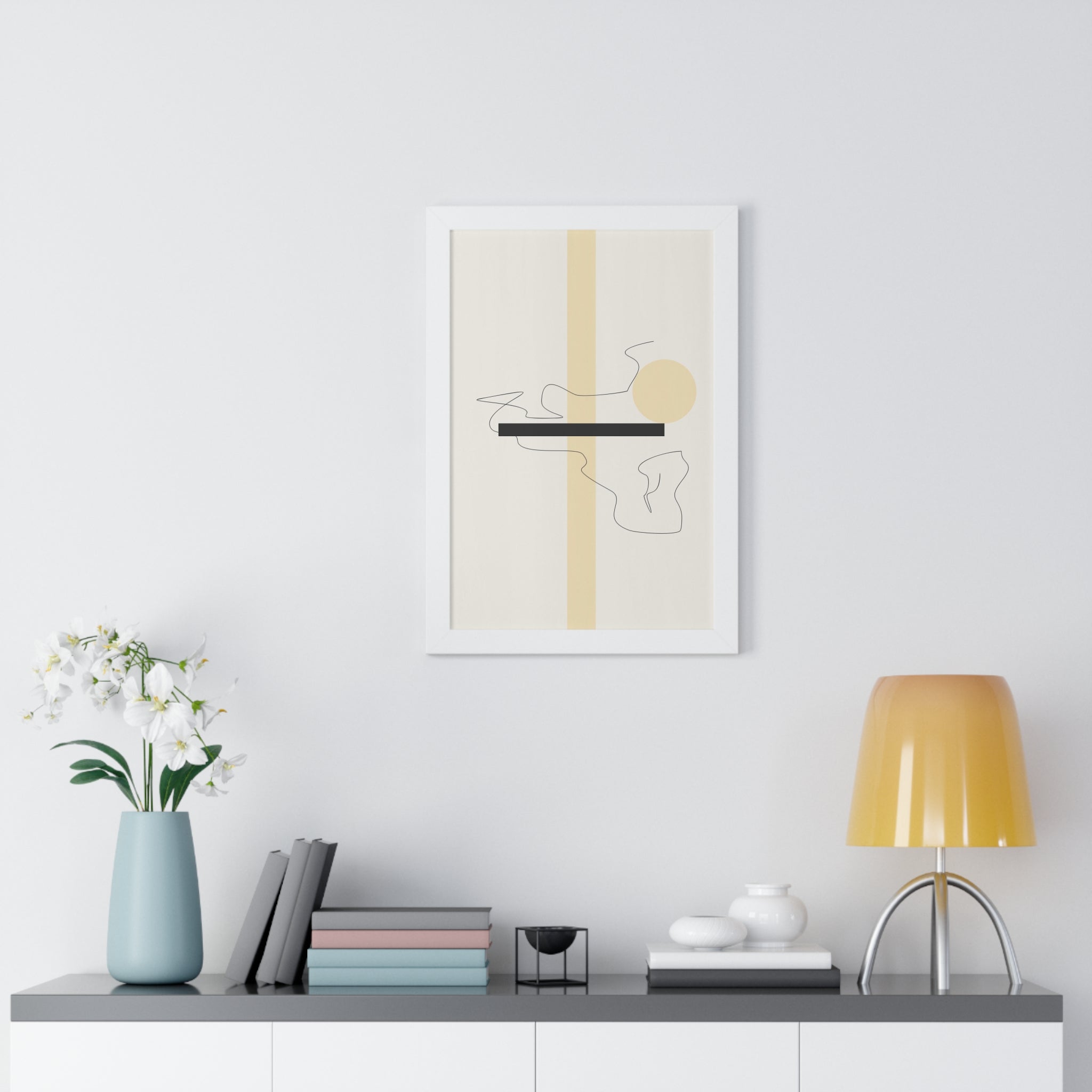 "ABSTRACT NEUTRAL" Framed Vertical Poster