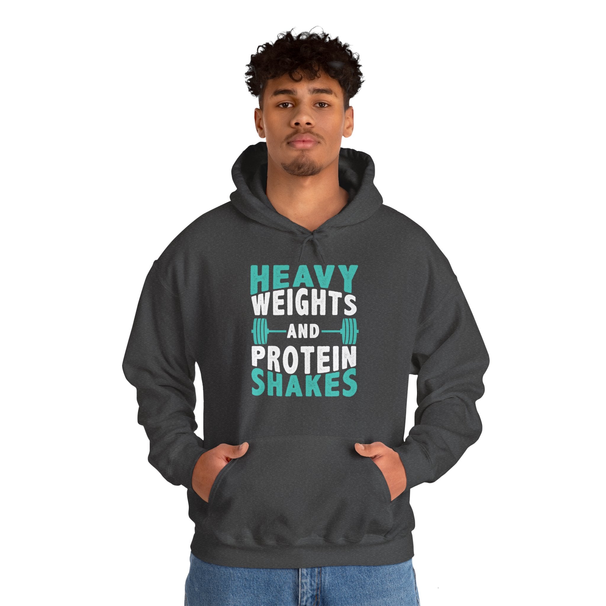 "Heavy Weights And Proteins Shakes" Unisex Heavy Blend™ Hooded Sweatshirt