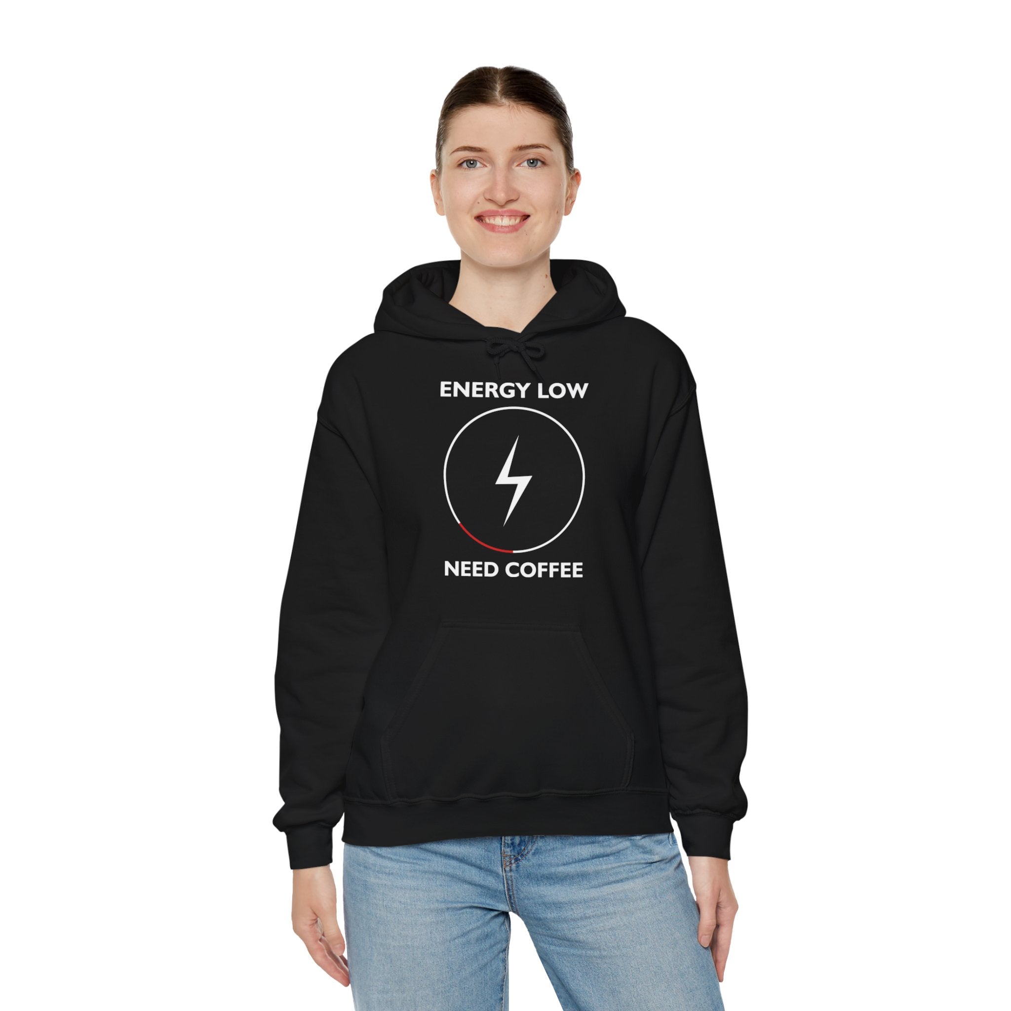 "ENERGY LOW NEED COFFEE" Unisex Heavy Blend™ Hooded Sweatshirt